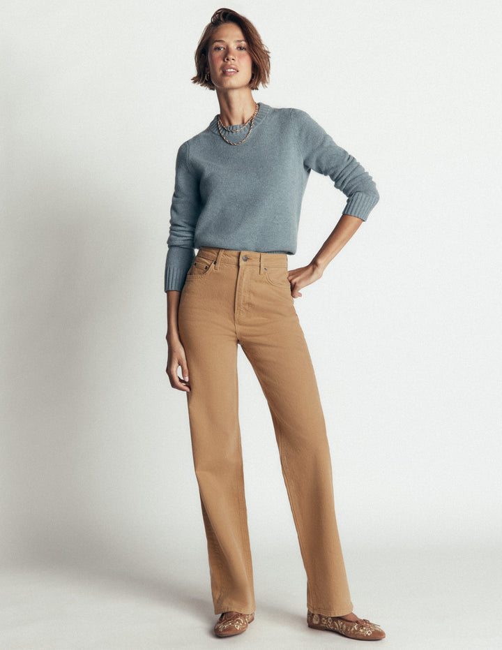 High Rise Column Leg Jeans-Camel