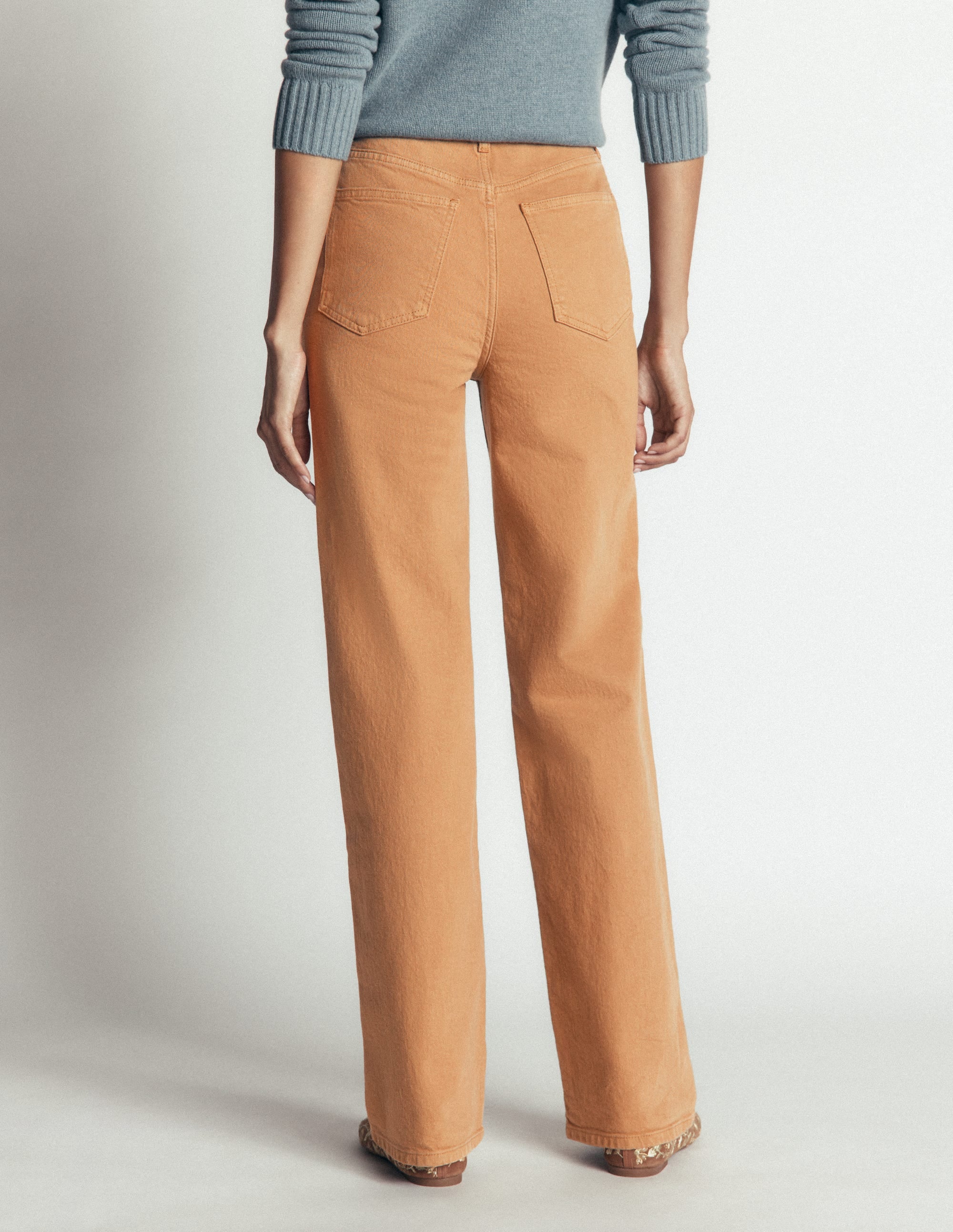 High Rise Column Leg Jeans-Camel - Image 3