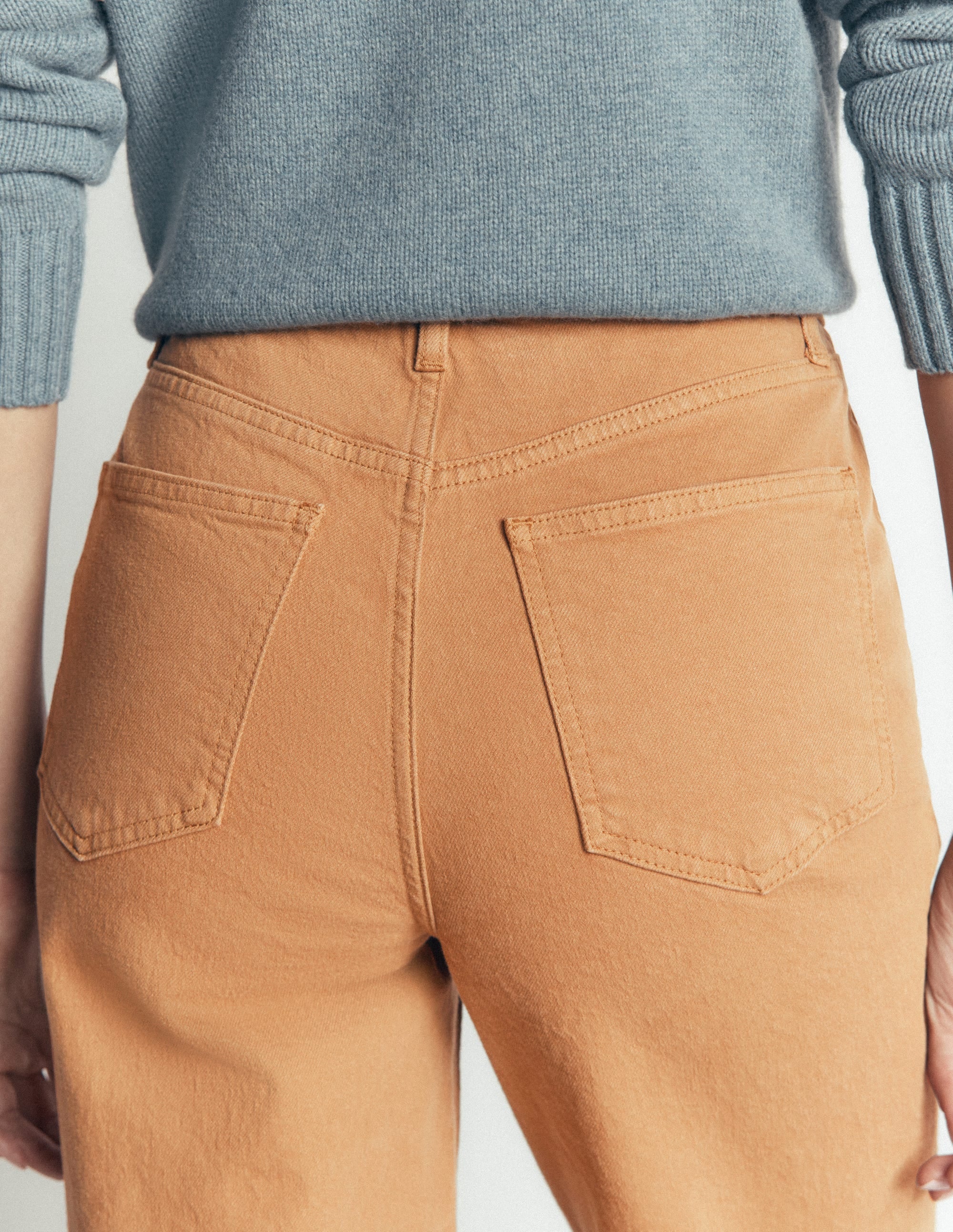 High Rise Column Leg Jeans-Camel - Image 5