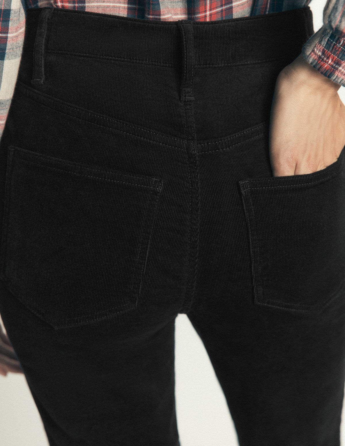 High Rise Cord Slim Jeans-Black - Image 2
