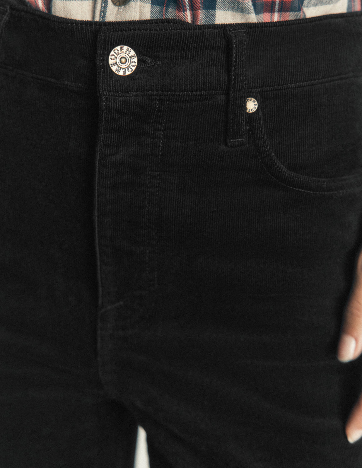 High Rise Cord Slim Jeans-Black-5