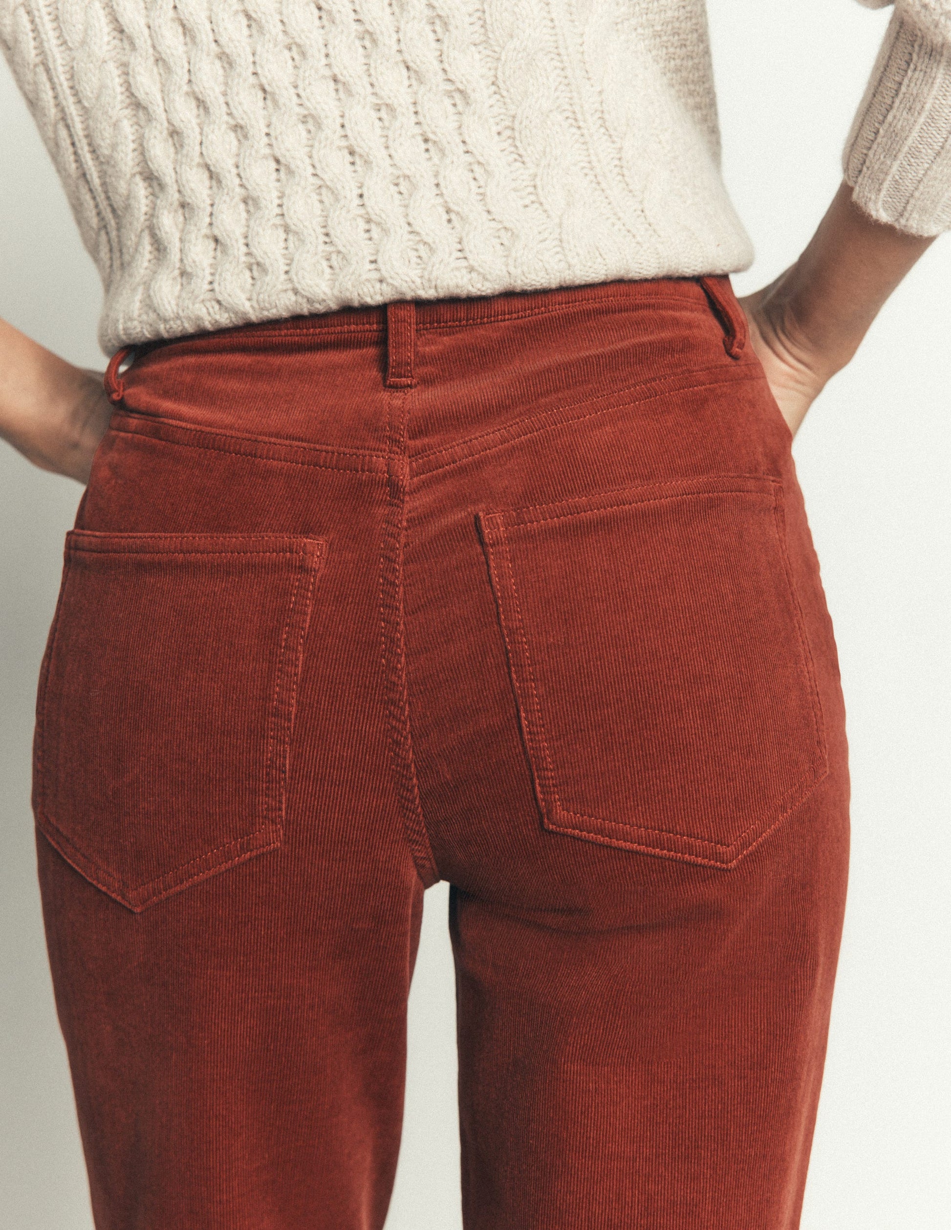 High Rise Cord Slim Jeans-Burnt Henna-5