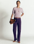 High Rise Cord Column Jeans-Gothic Grape