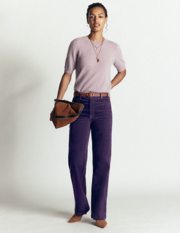 High Rise Cord Column Jeans-Gothic Grape