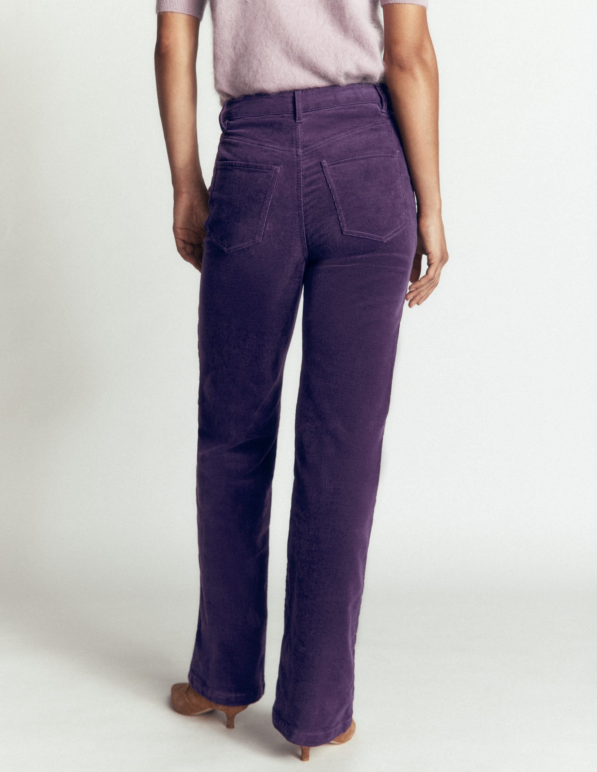 High Rise Cord Column Jeans-Gothic Grape - Image 3