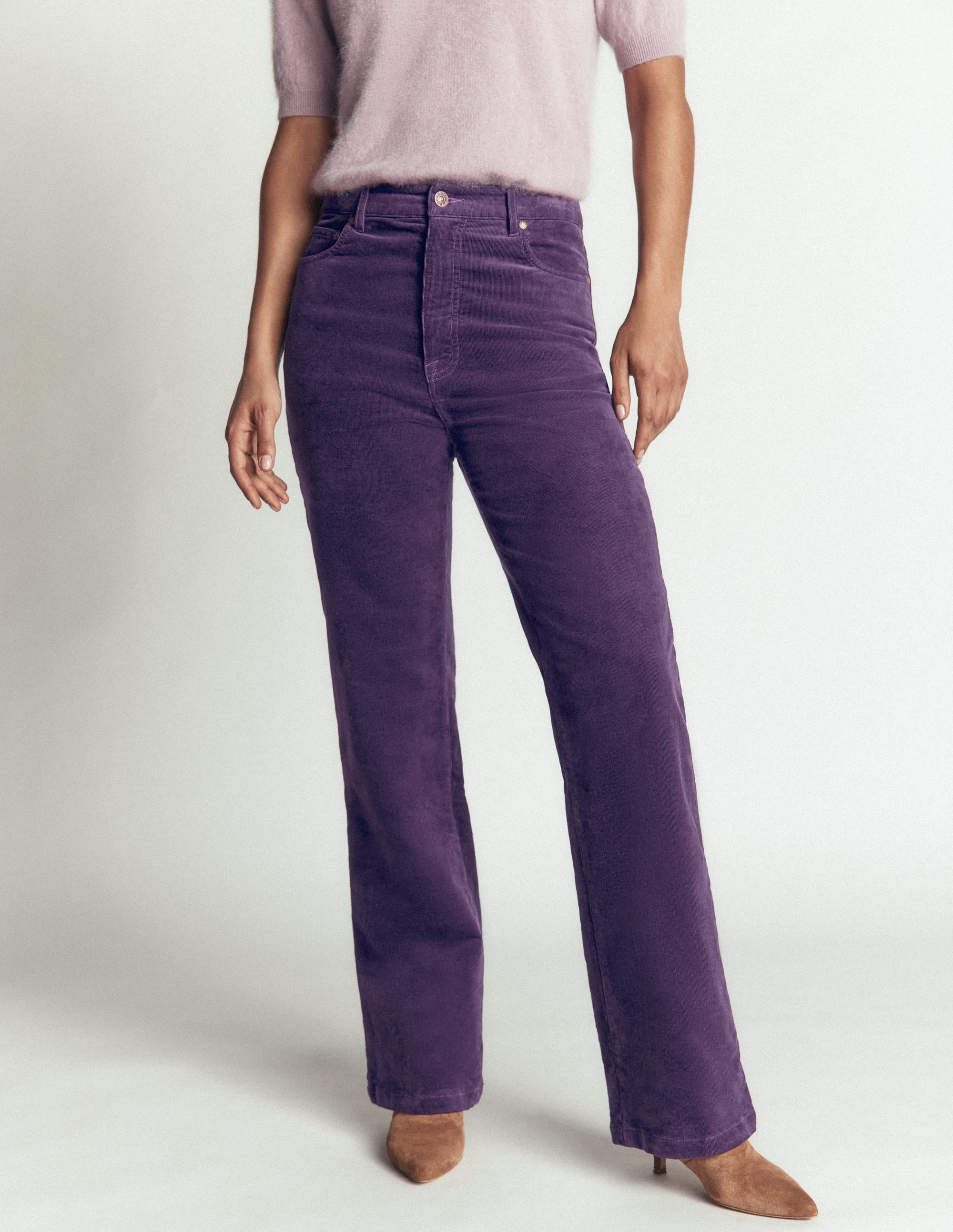 High Rise Cord Column Jeans-Gothic Grape - Image 4