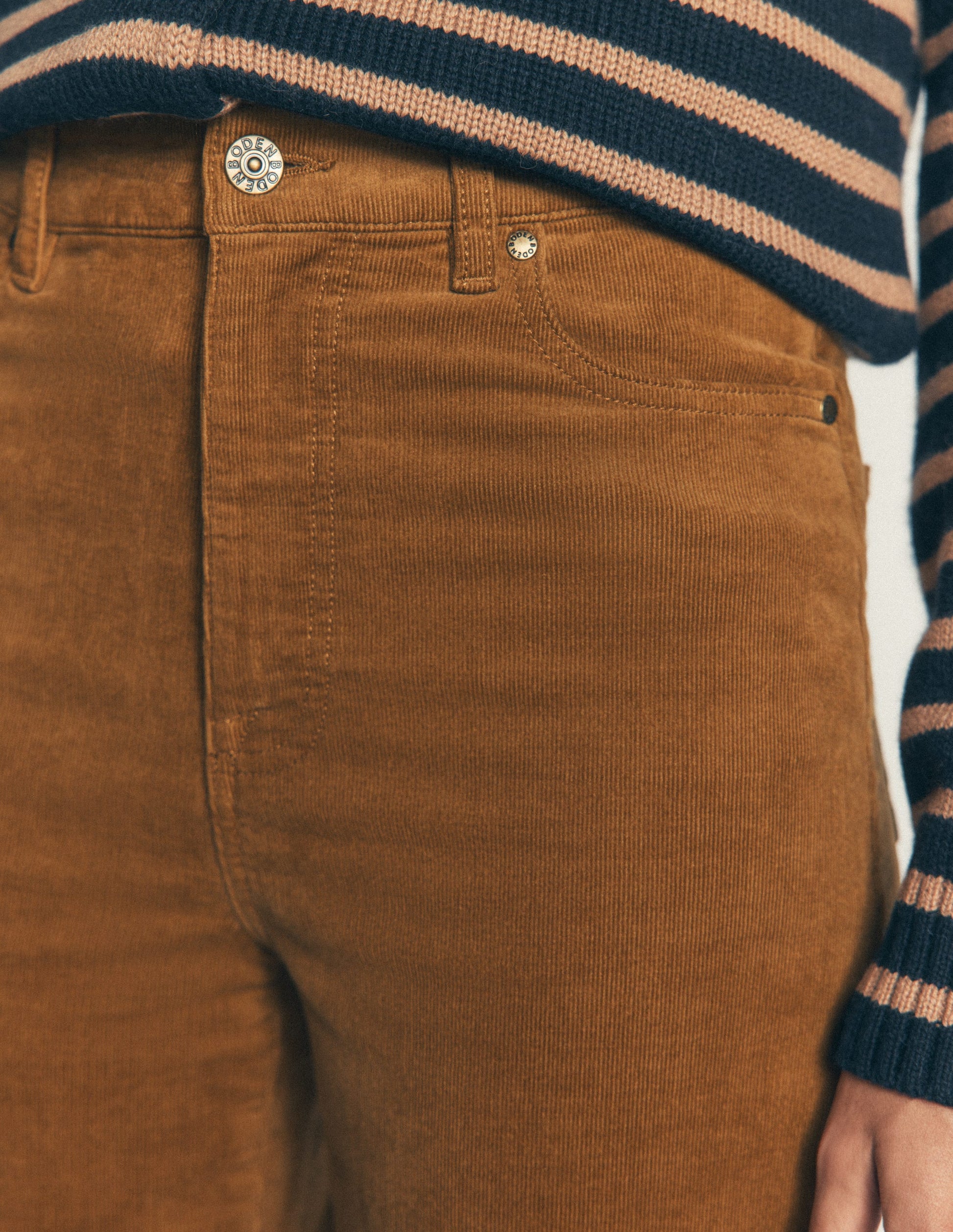High Rise Cord Column Jeans-Rubber-2