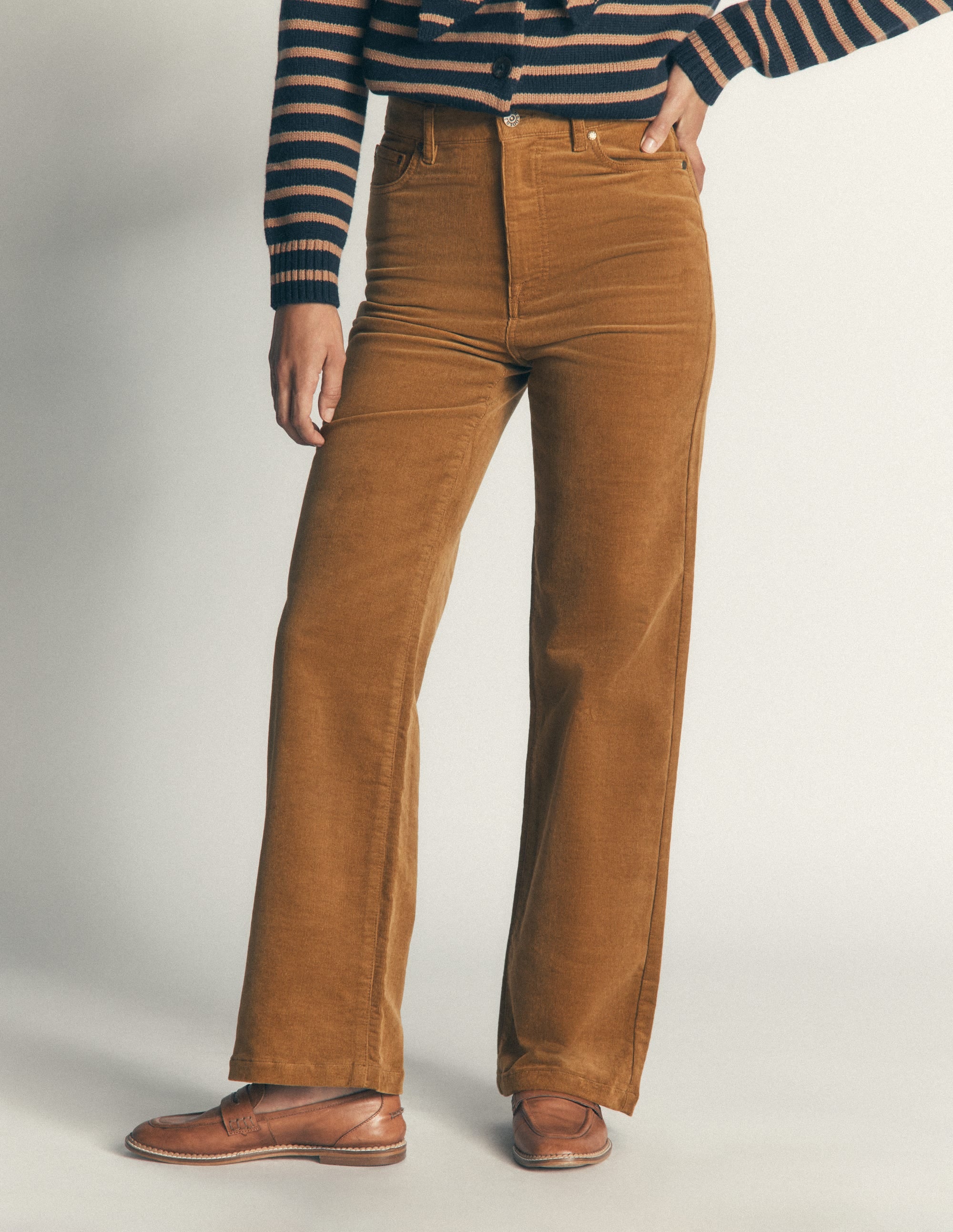High Rise Cord Column Jeans-Rubber - Image 4