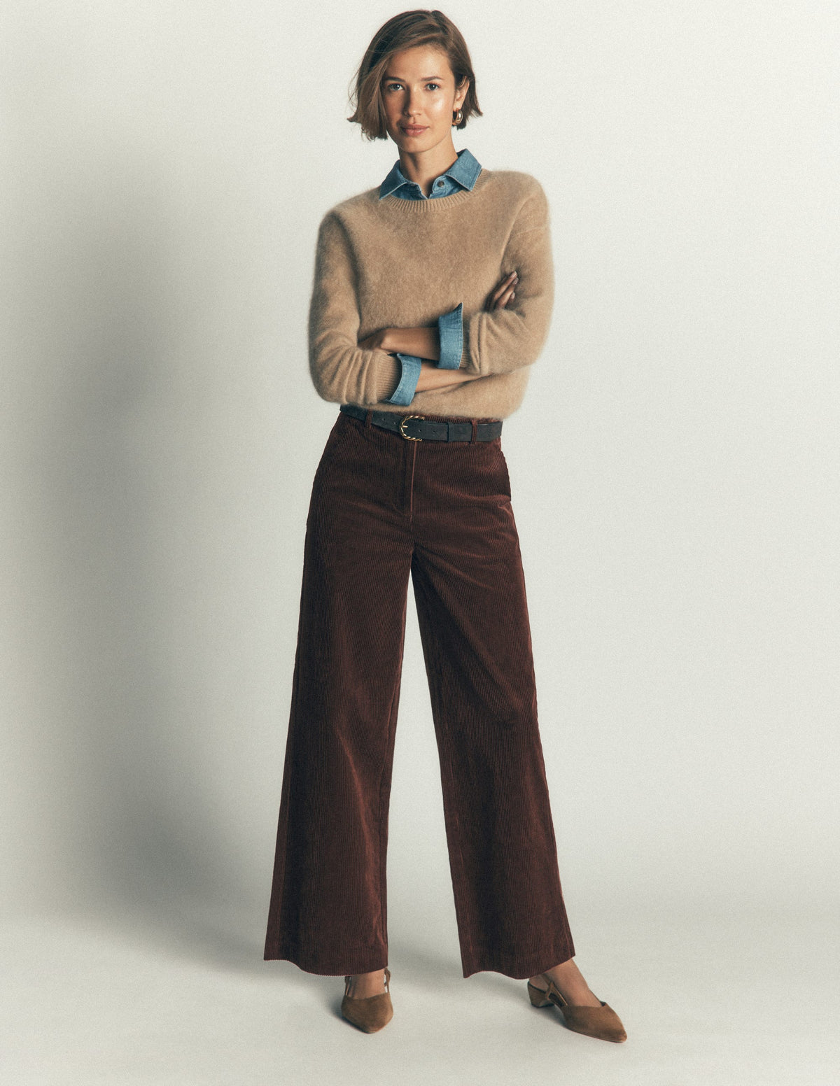 Belgravia Chunky Cord Trousers-Bitter Chocolate-1