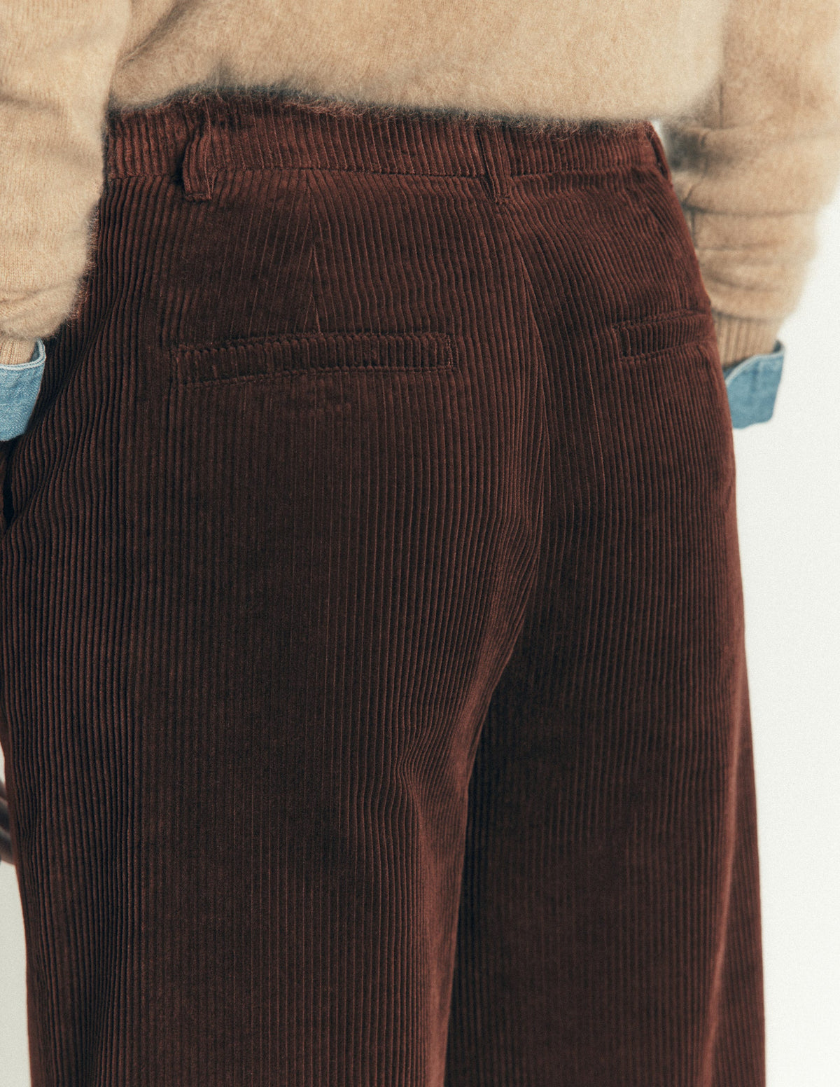 Belgravia Chunky Cord Trousers-Bitter Chocolate - Image 2