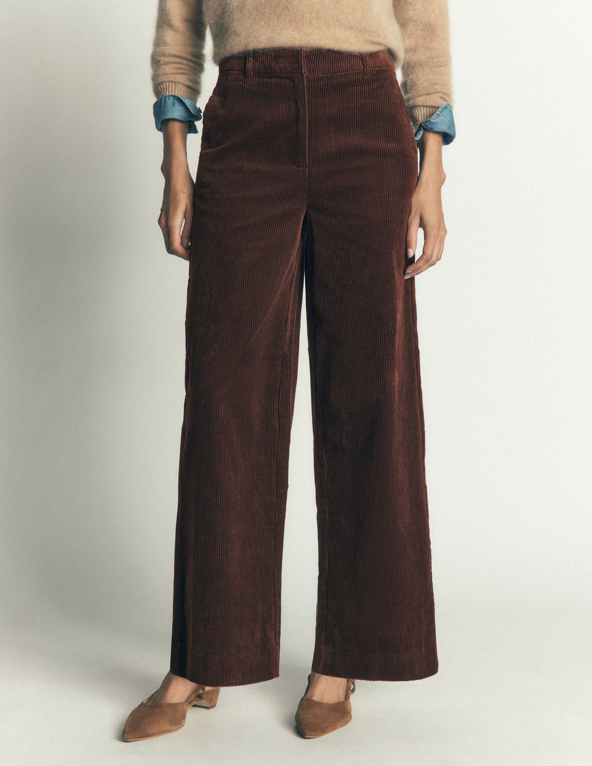 Belgravia Chunky Cord Trousers-Bitter Chocolate - Image 4