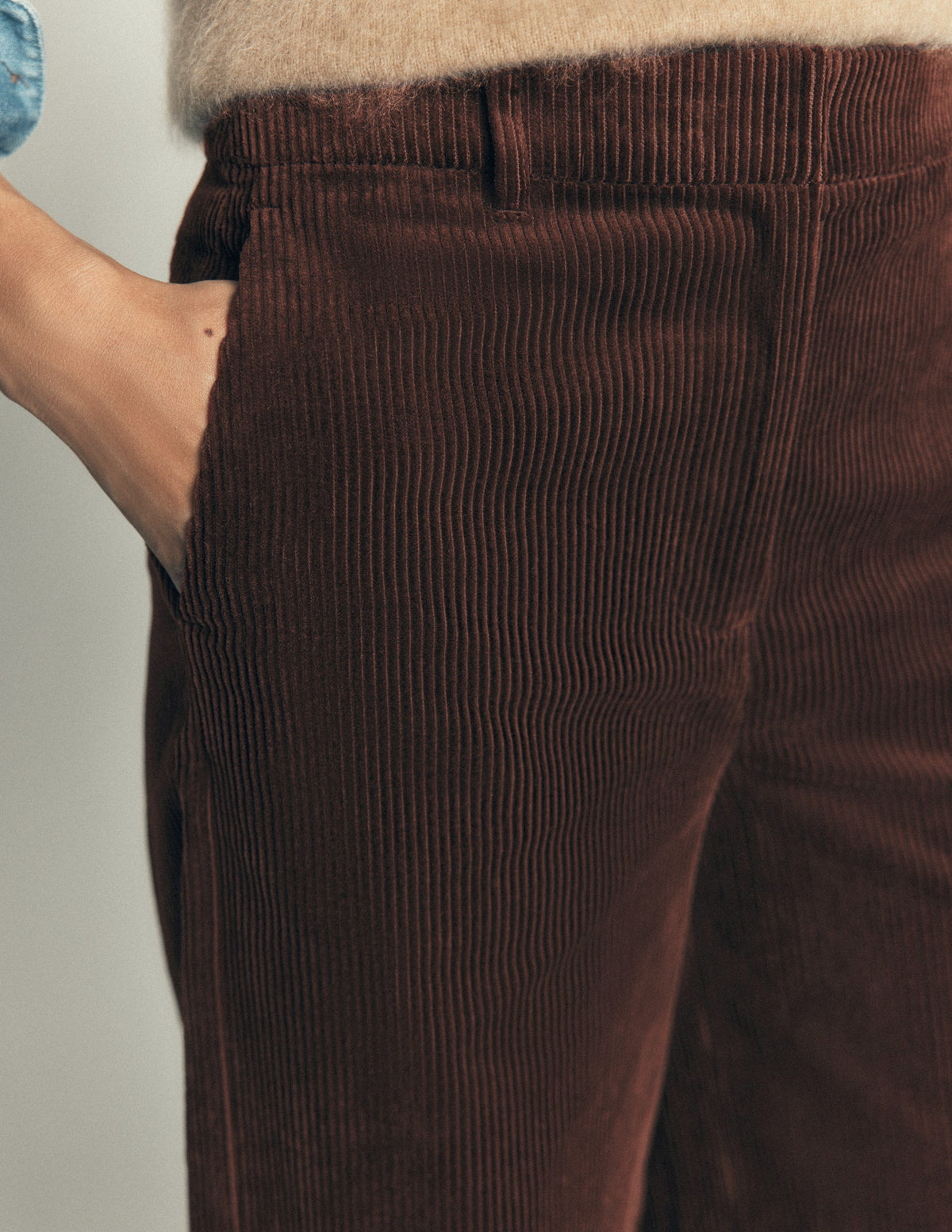 Belgravia Chunky Cord Trousers-Bitter Chocolate - Image 5