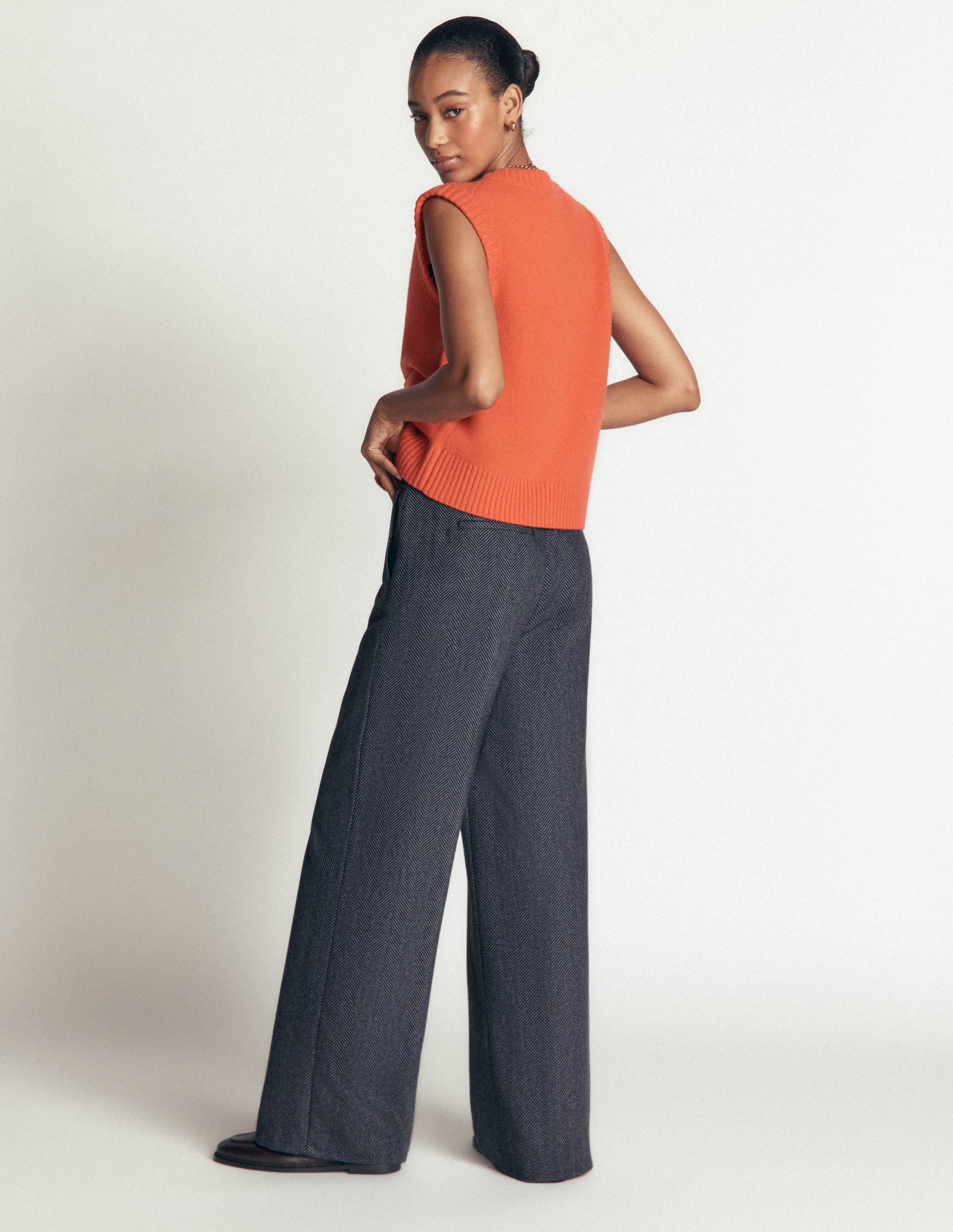 Belgravia Wool Blend Trousers-Blue Herringbone - Image 3