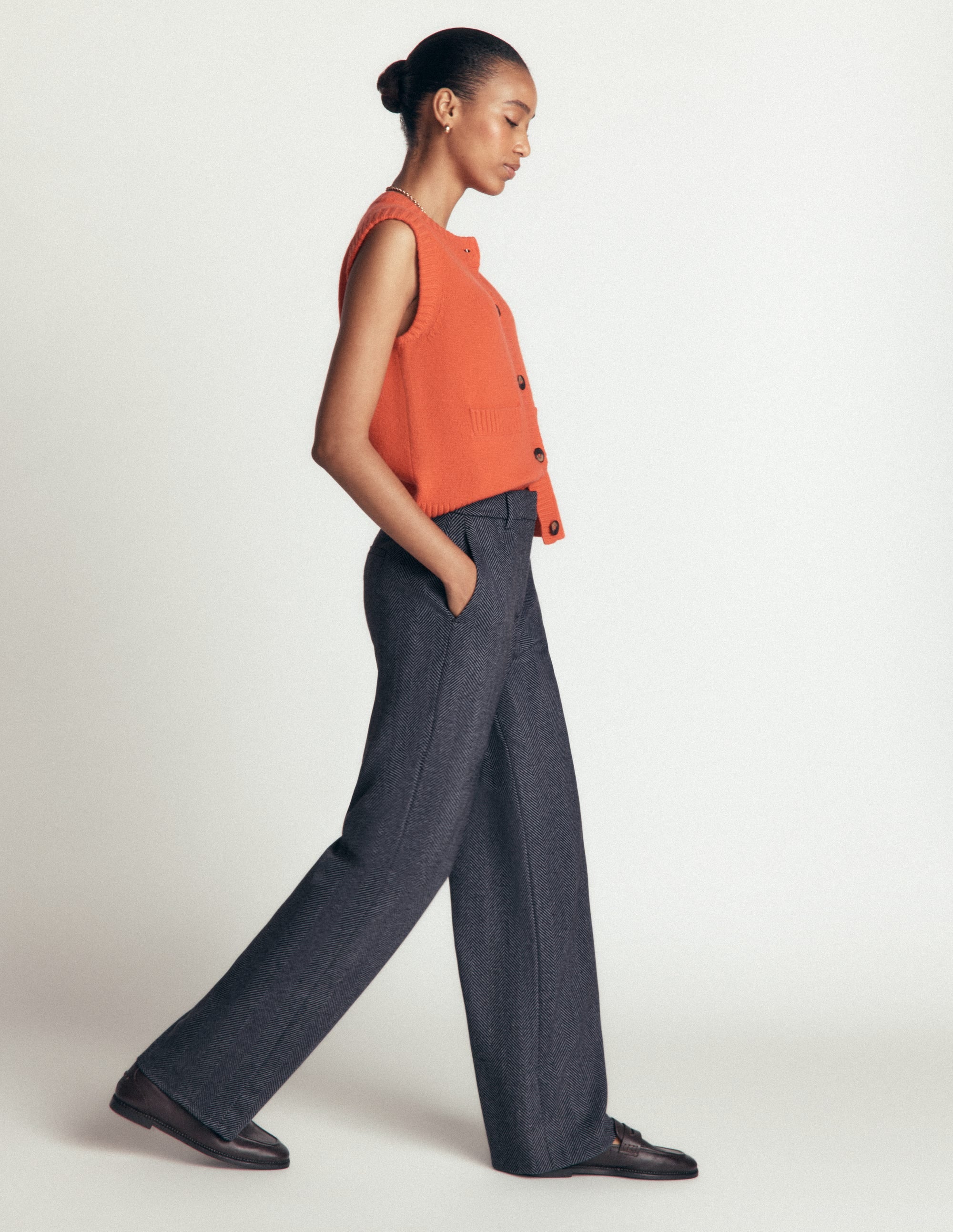 Belgravia Wool Blend Trousers-Blue Herringbone - Image 4