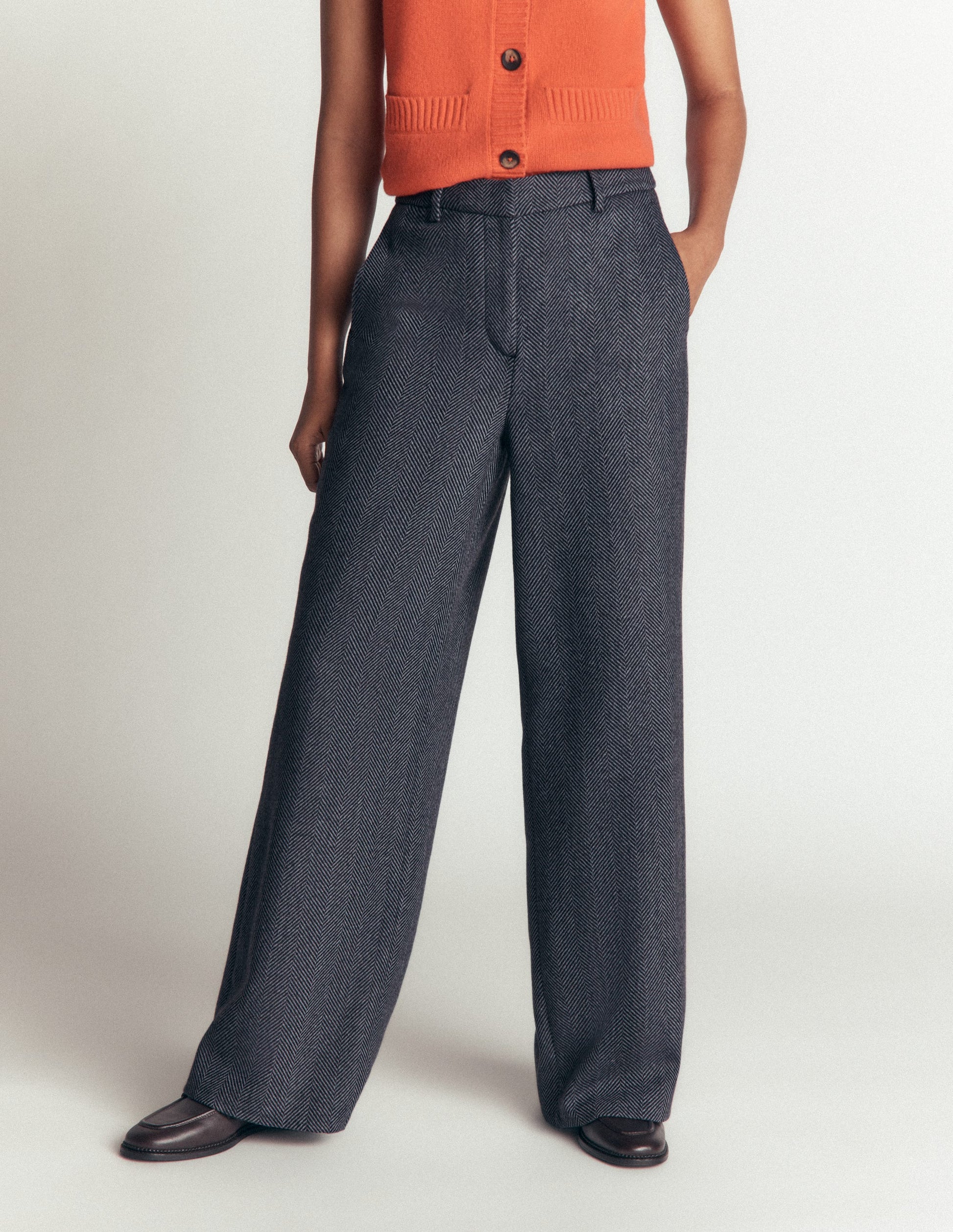 Belgravia Wool Blend Trousers-Blue Herringbone-5