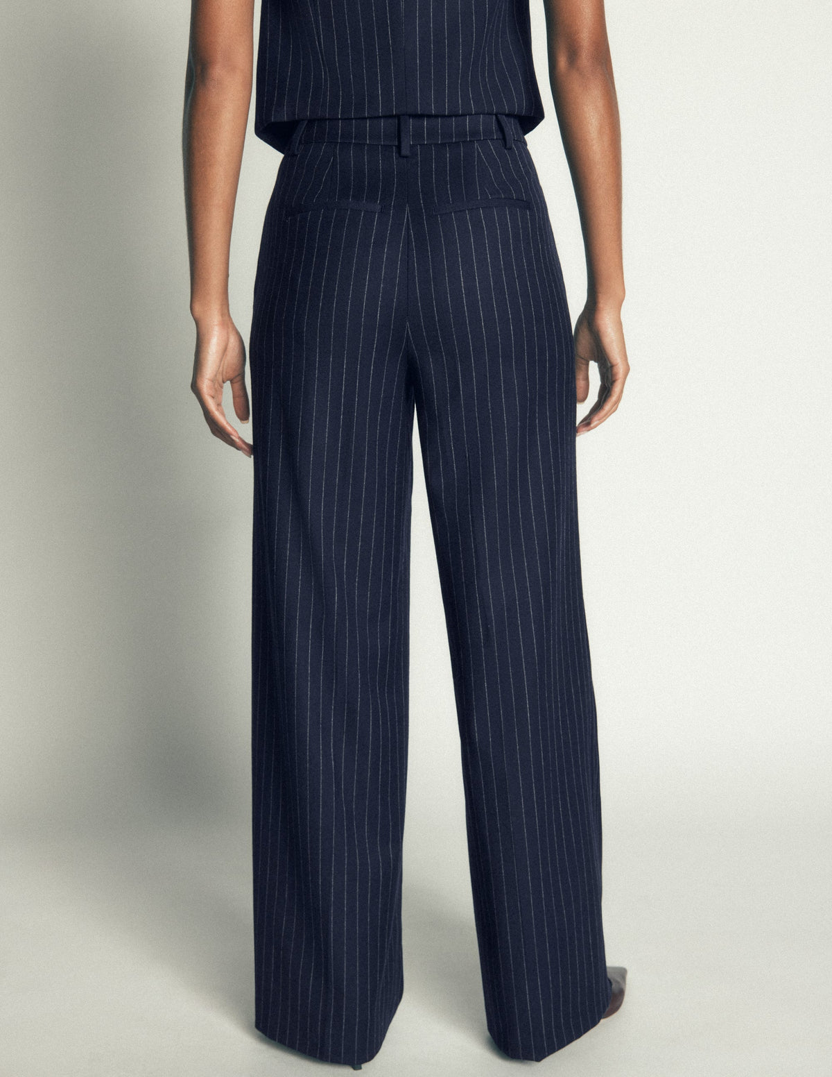 Belgravia Wool Blend Trousers-Navy Pinstripe-3