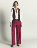 Belgravia Wool Blend Trousers-Pink and Maroon Check