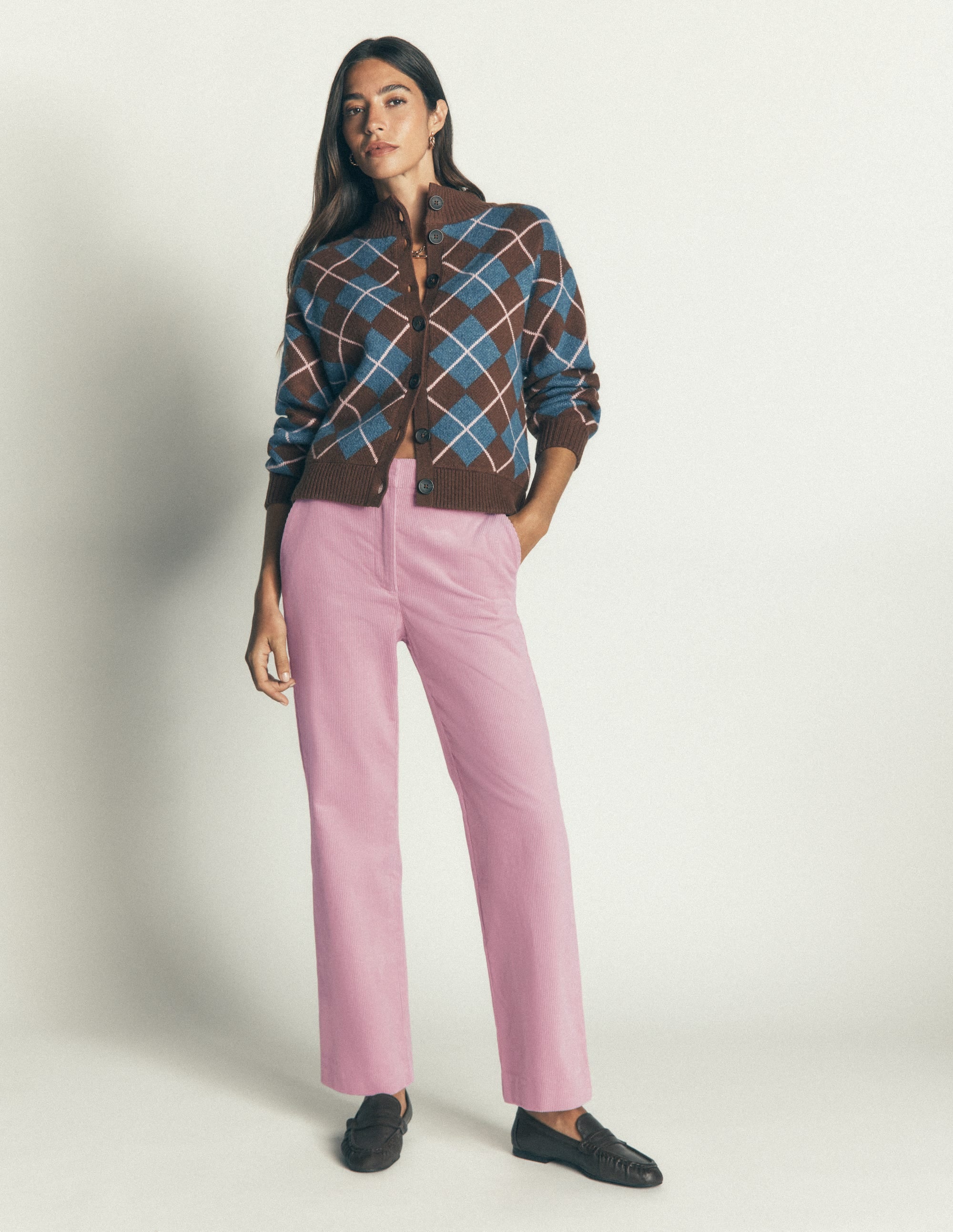 Canonbury Cord Trousers-Pink Violet - Image 1