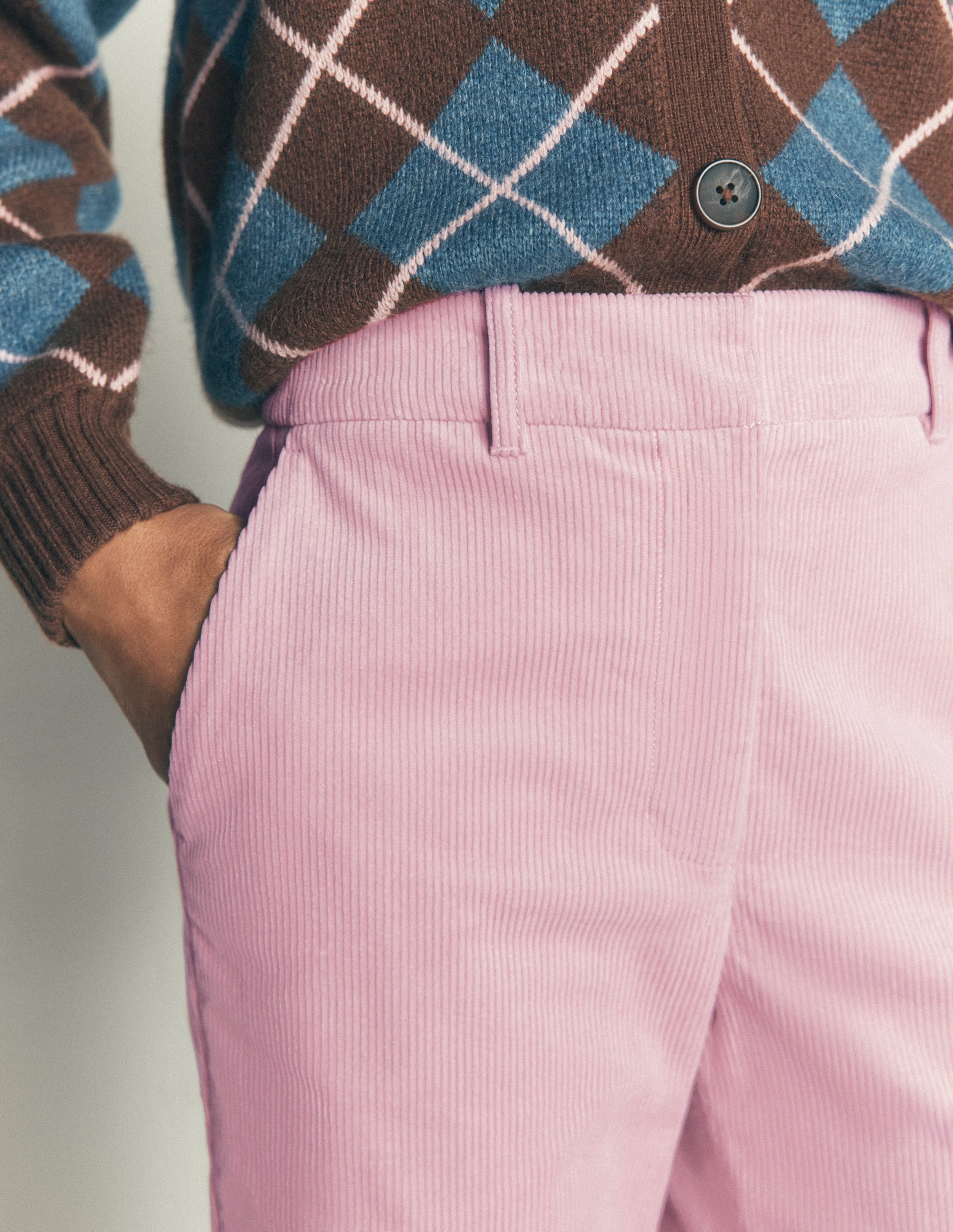 Canonbury Cord Trousers-Pink Violet - Image 2