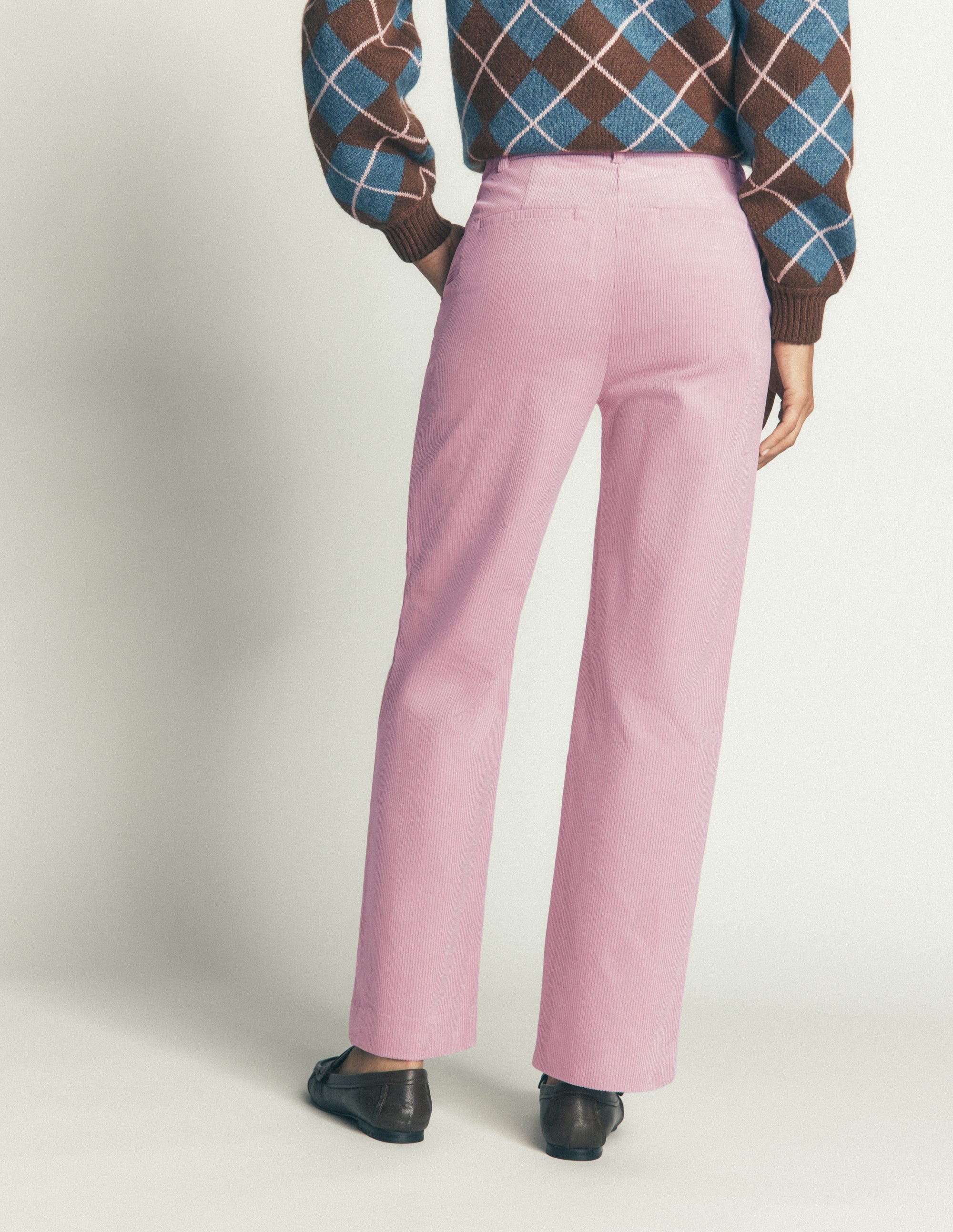 Canonbury Cord Trousers-Pink Violet - Image 3