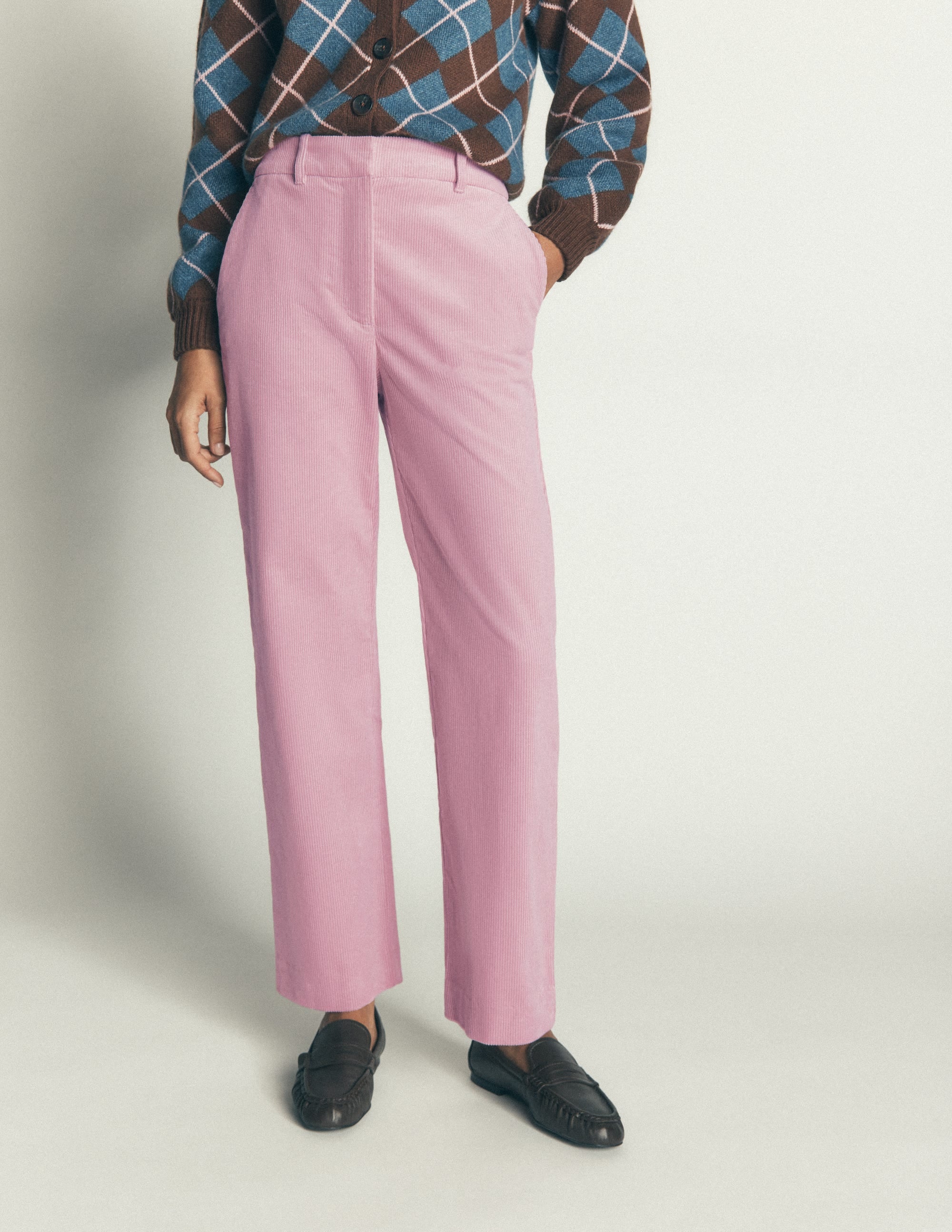 Canonbury Cord Trousers-Pink Violet - Image 4