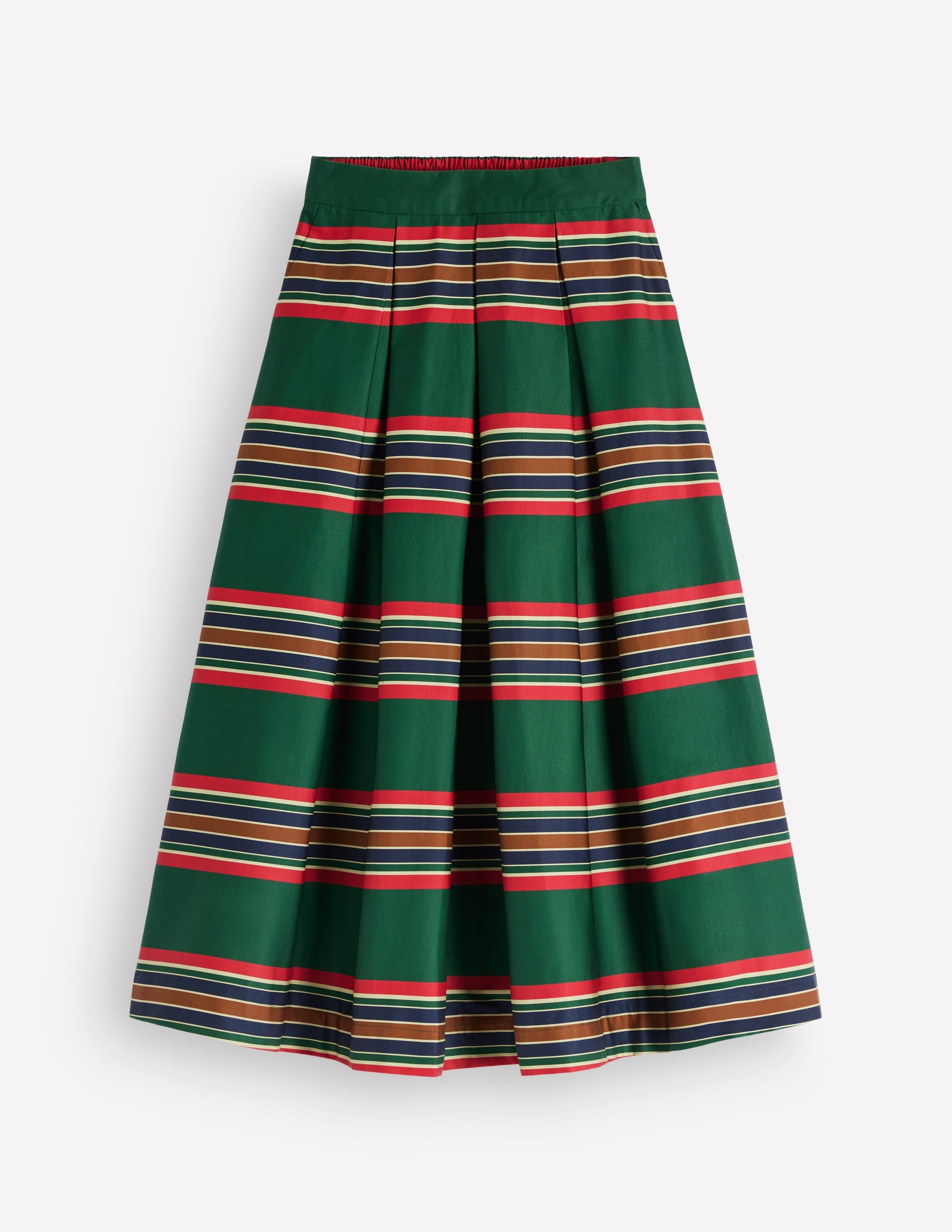Verity  Cotton Sateen Skirt-Green, Collegic Stripe - Image 6