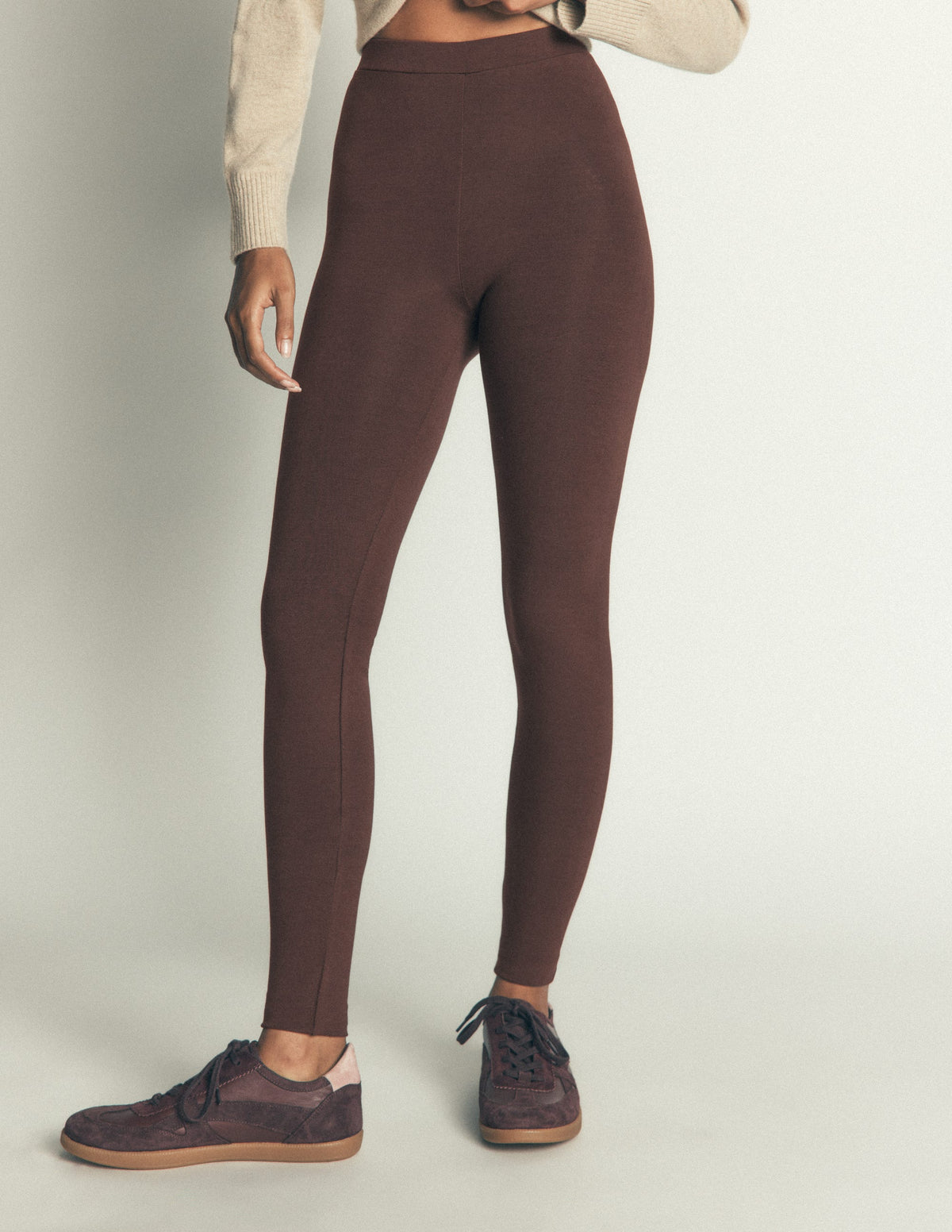 High Rise Jersey Leggings-Bitter Chocolate - Image 4