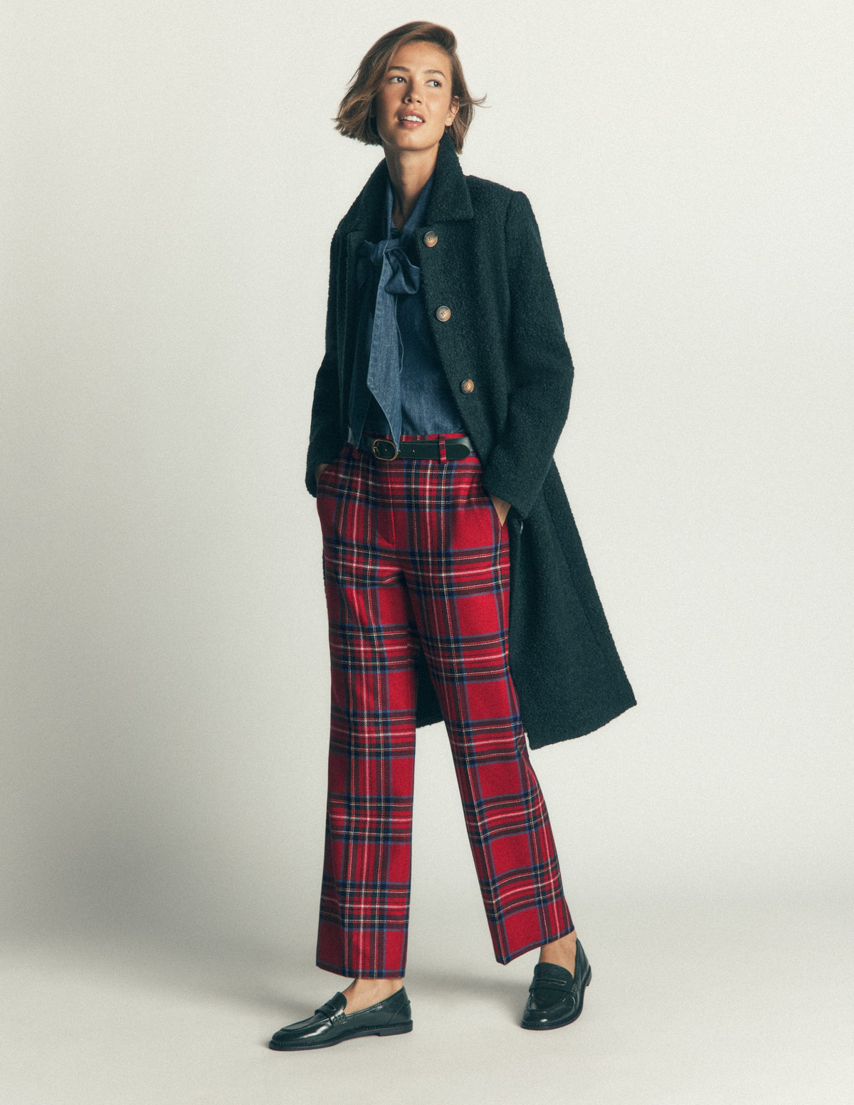 Canonbury Wool Blend Trousers-Red Check-2