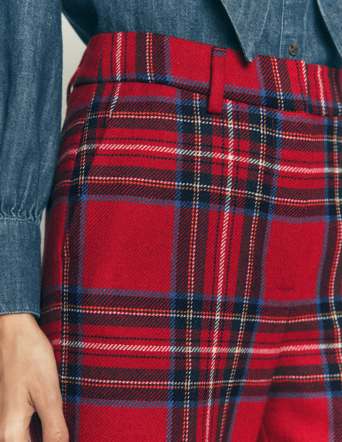Canonbury Wool Blend Trousers-Red Check - Image 3