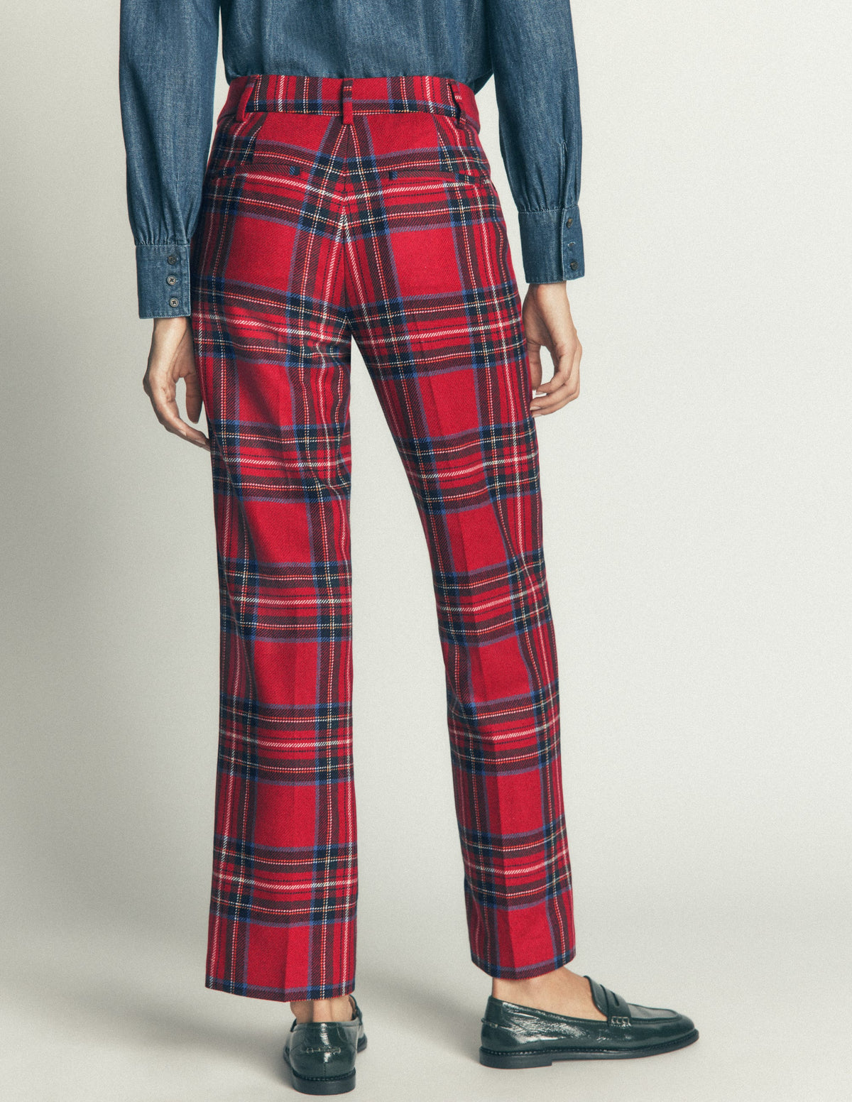 Canonbury Wool Blend Trousers-Red Check - Image 4