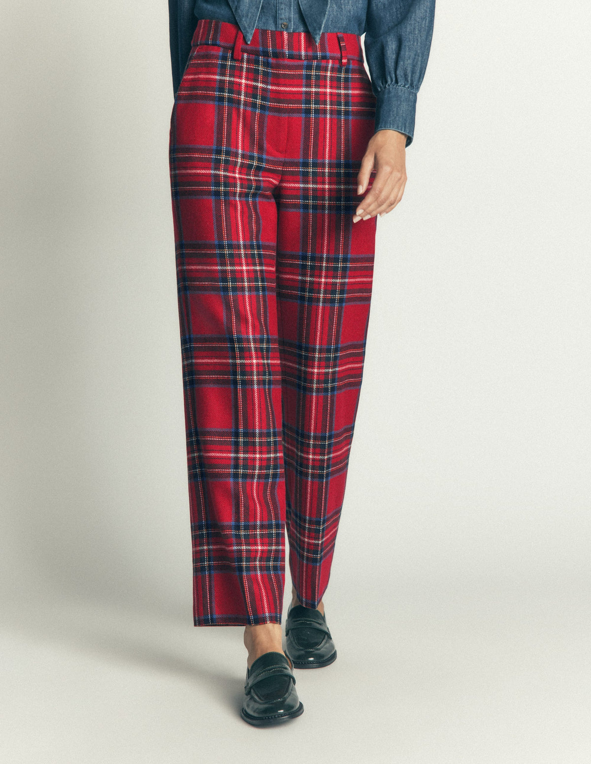 Canonbury Wool Blend Trousers-Red Check-5