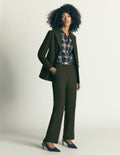 Canonbury Wool Blend Trousers-Dark Green Herringbone