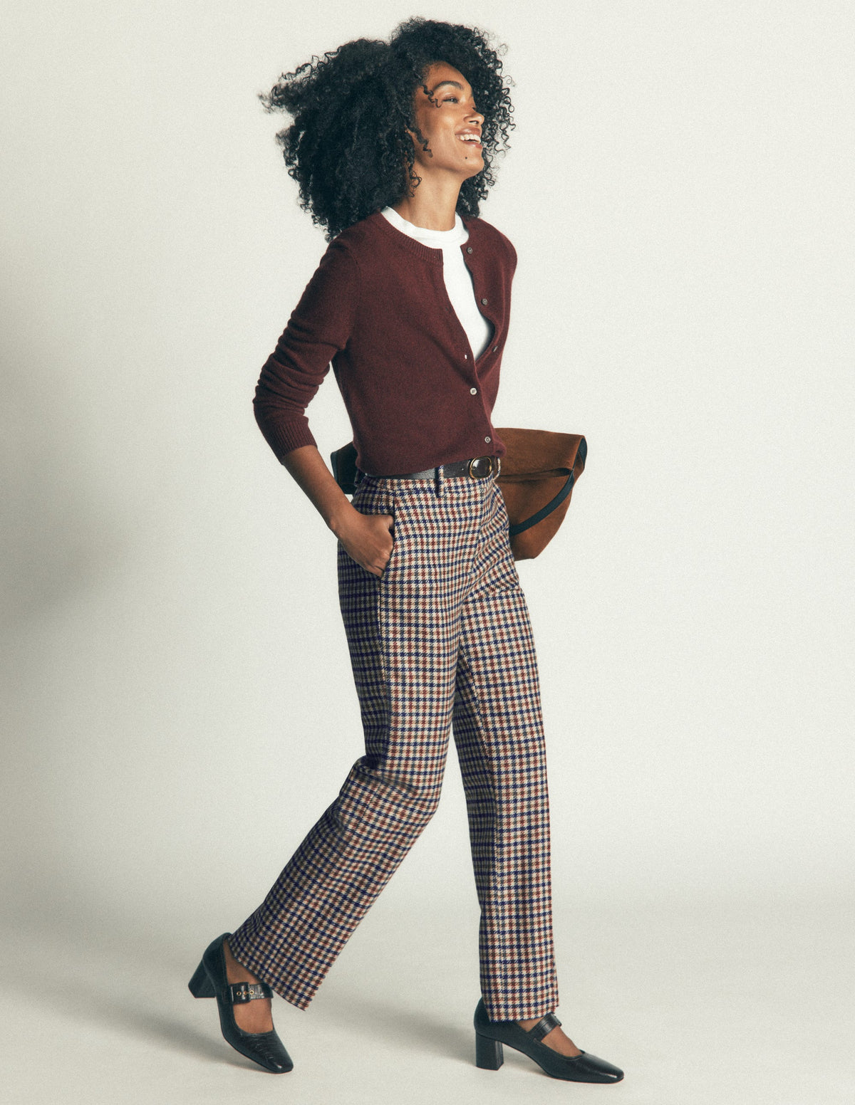 Canonbury Wool Blend Trousers-Ivory, Blue and Maroon Check - Image 7
