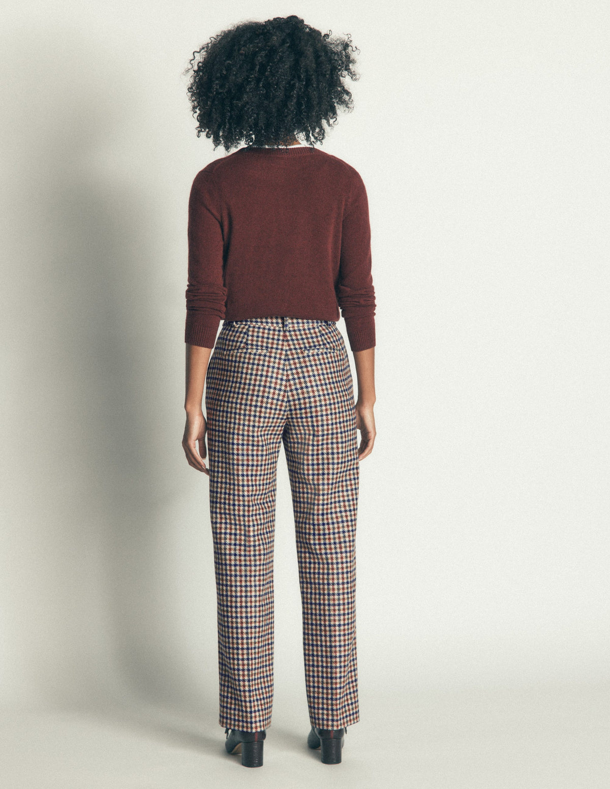 Canonbury Wool Blend Trousers-Ivory, Blue and Maroon Check-10