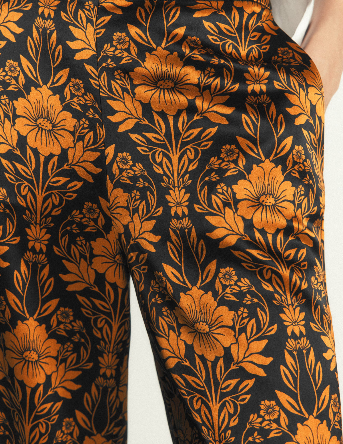 Feather Trim Trousers-Flourishing Sprig-3