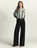 Patch Pocket Flare Jeans-Black