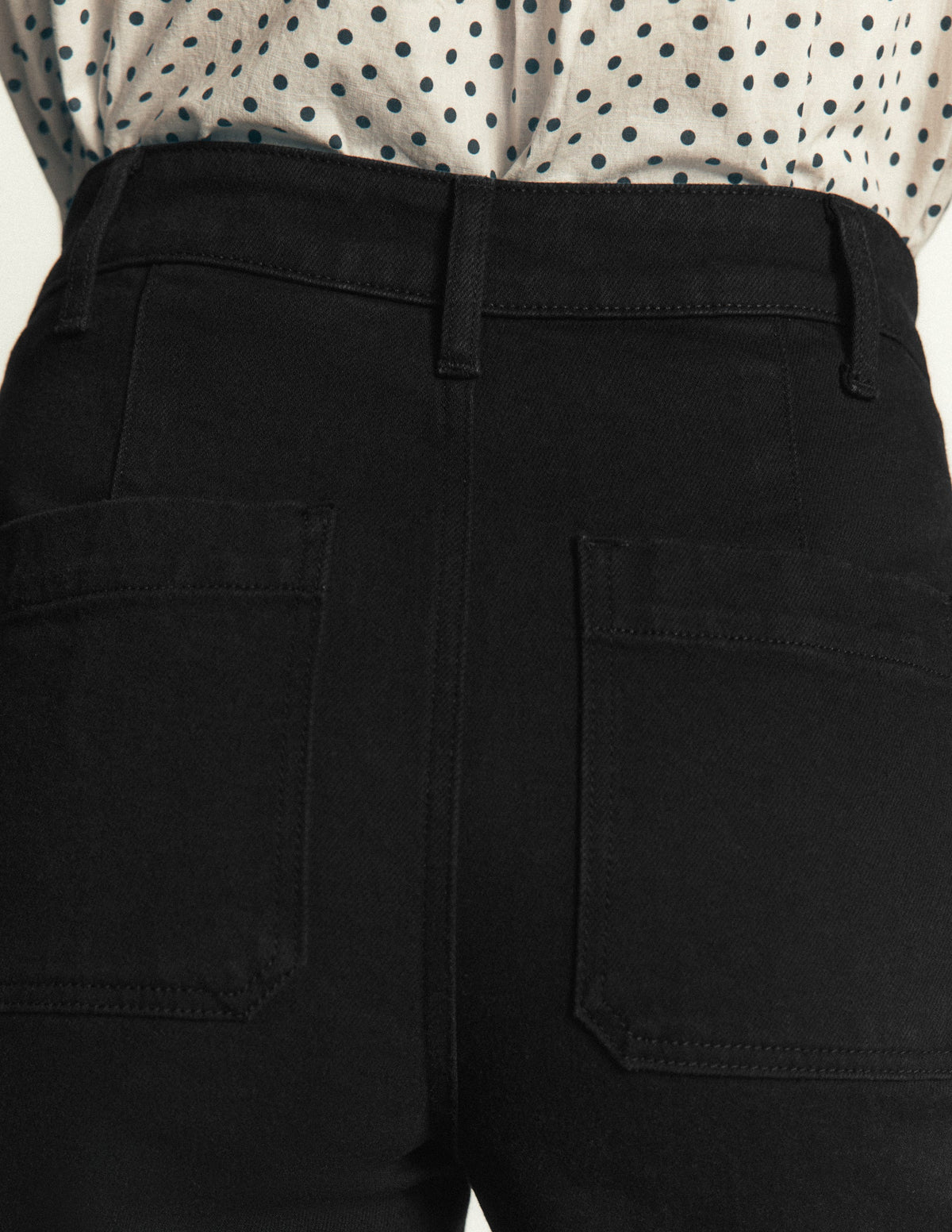 Patch Pocket Flare Jeans-Black - Image 2