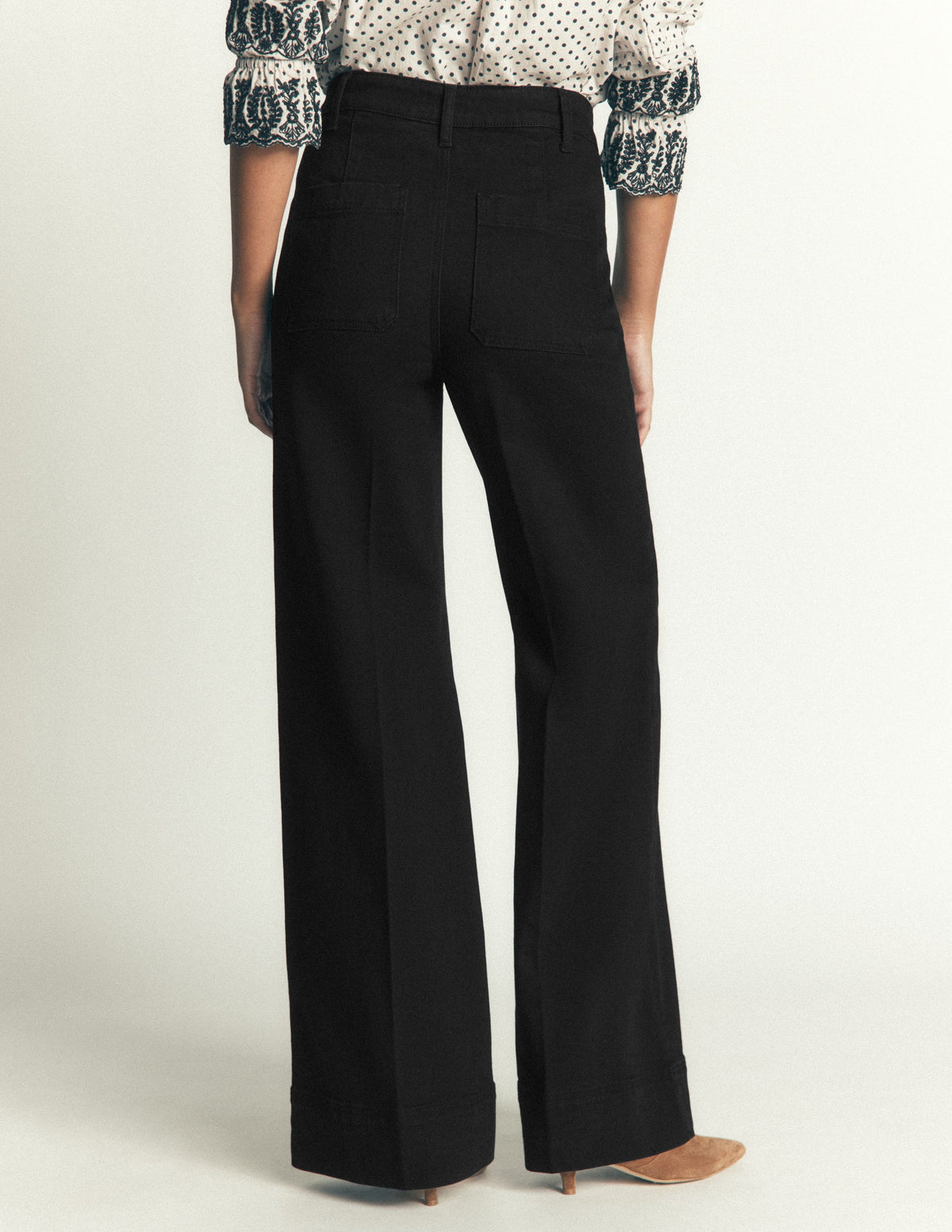 Patch Pocket Flare Jeans-Black - Image 3