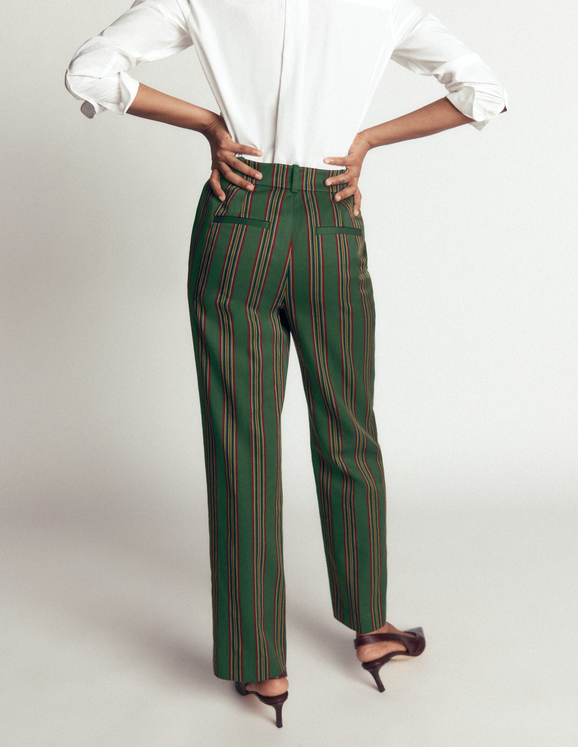 Canonbury Tailored Trousers-Green Stripe-5