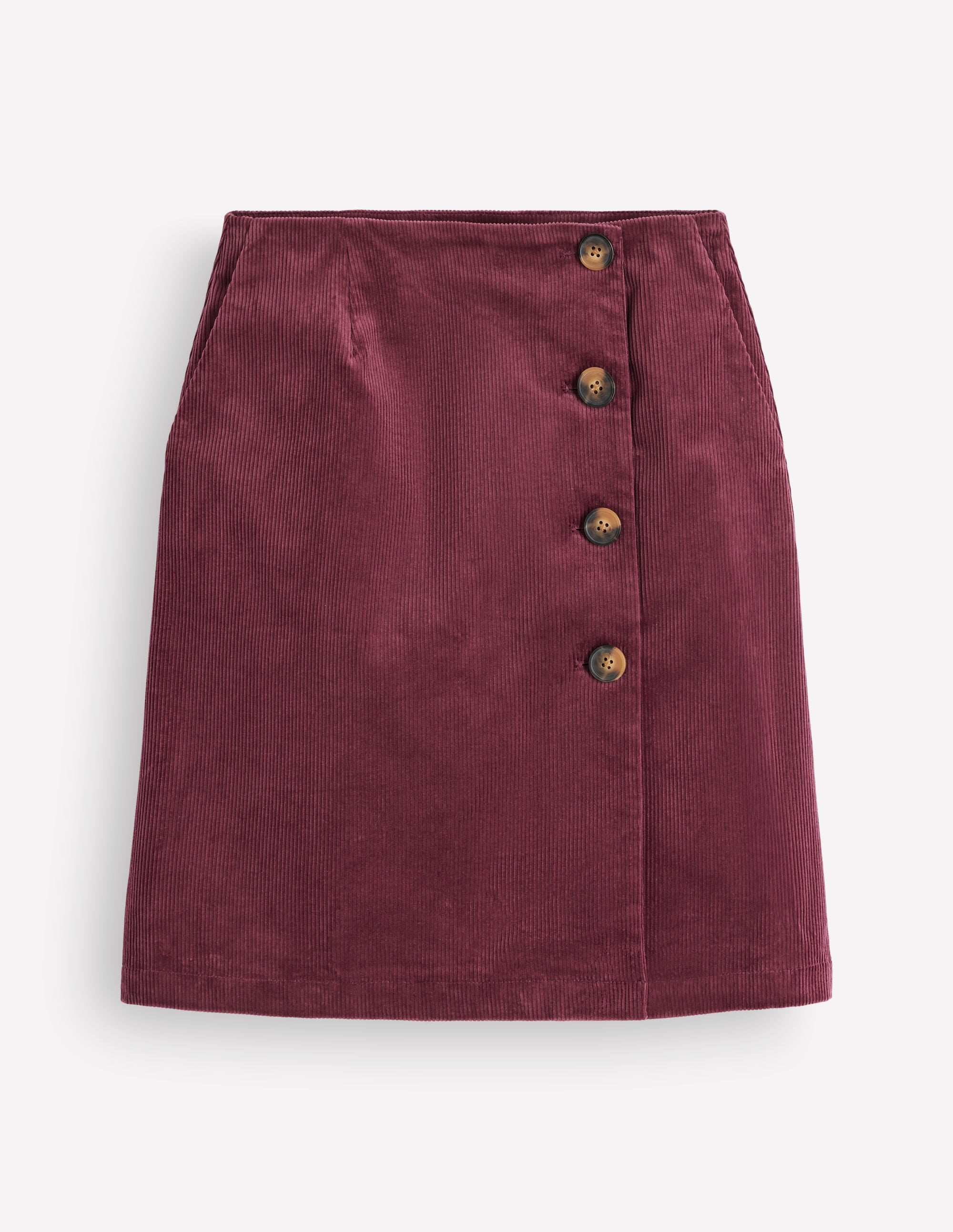 Evelyn Button Cord Wrap Skirt-Dark Crimson - Image 6