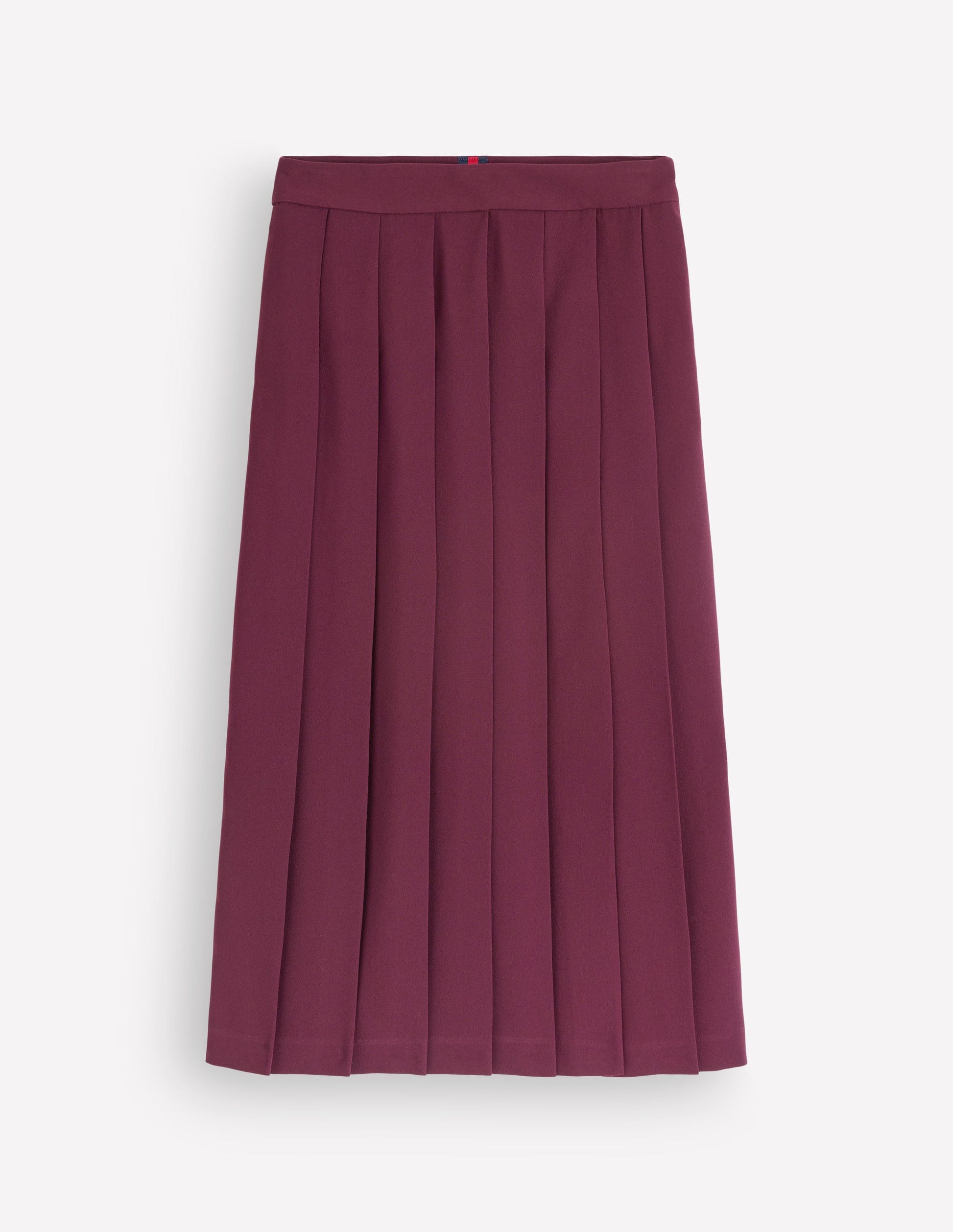 Pleat Side Split Midi Skirt-Dark Cherry-5