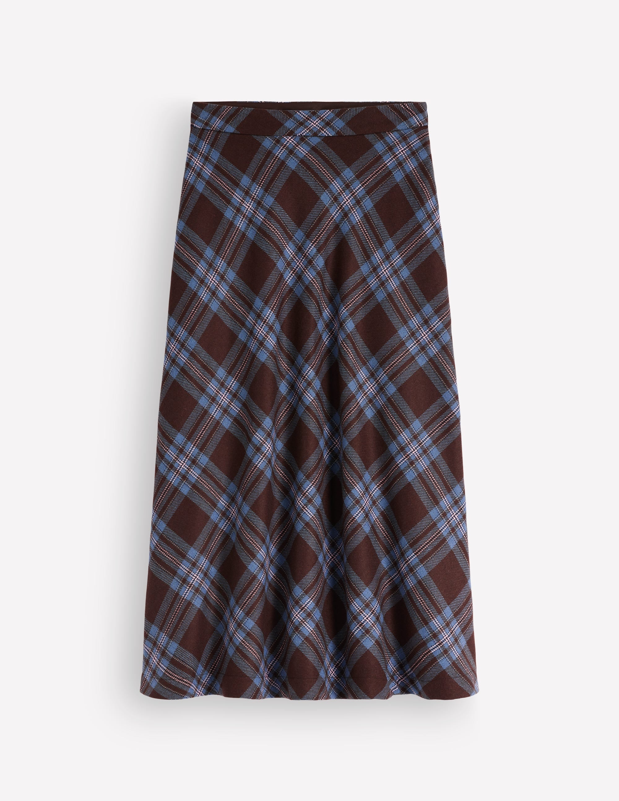 Wool Blend Slip Skirt-Brown Check - Image 5
