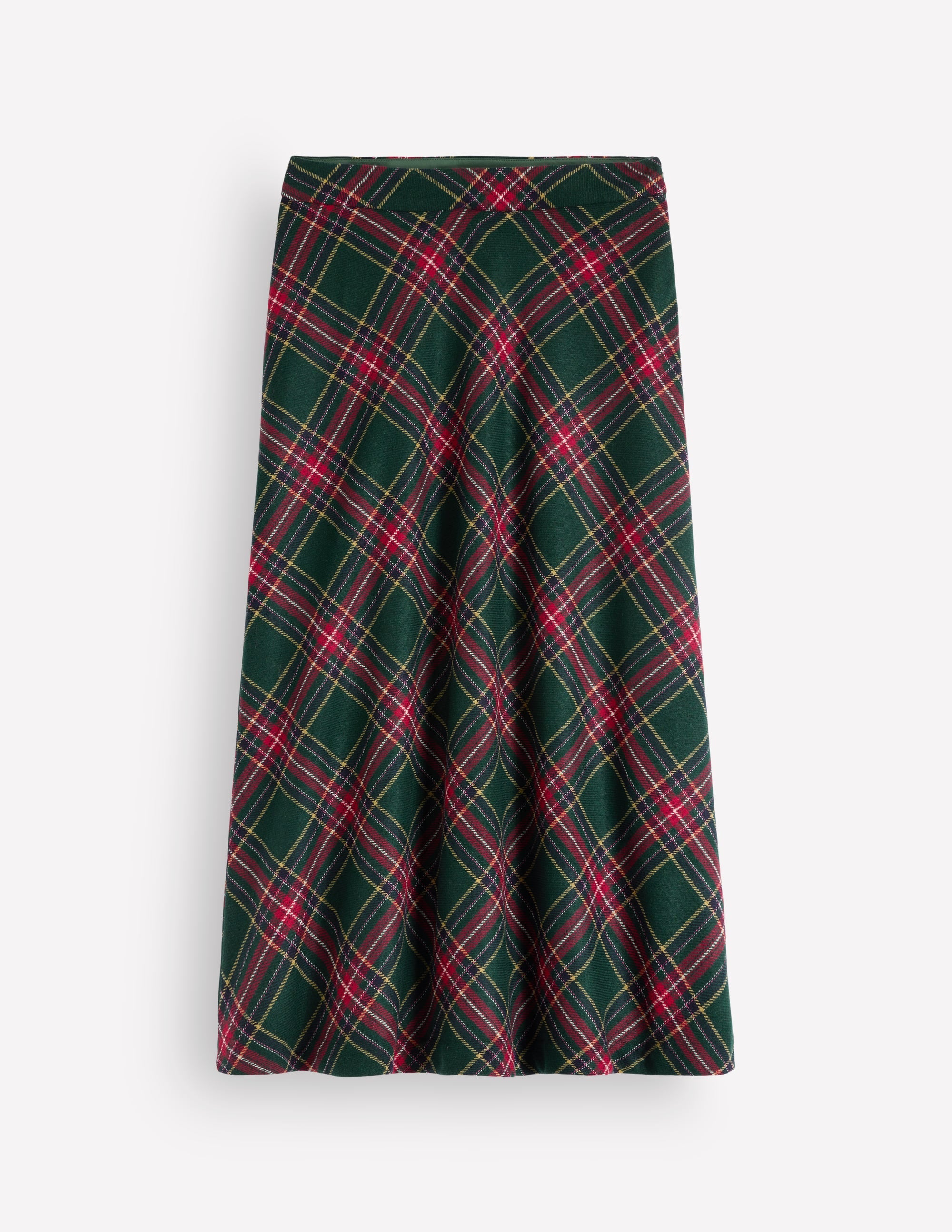 Wool Blend Slip Skirt-Green Check - Image 5
