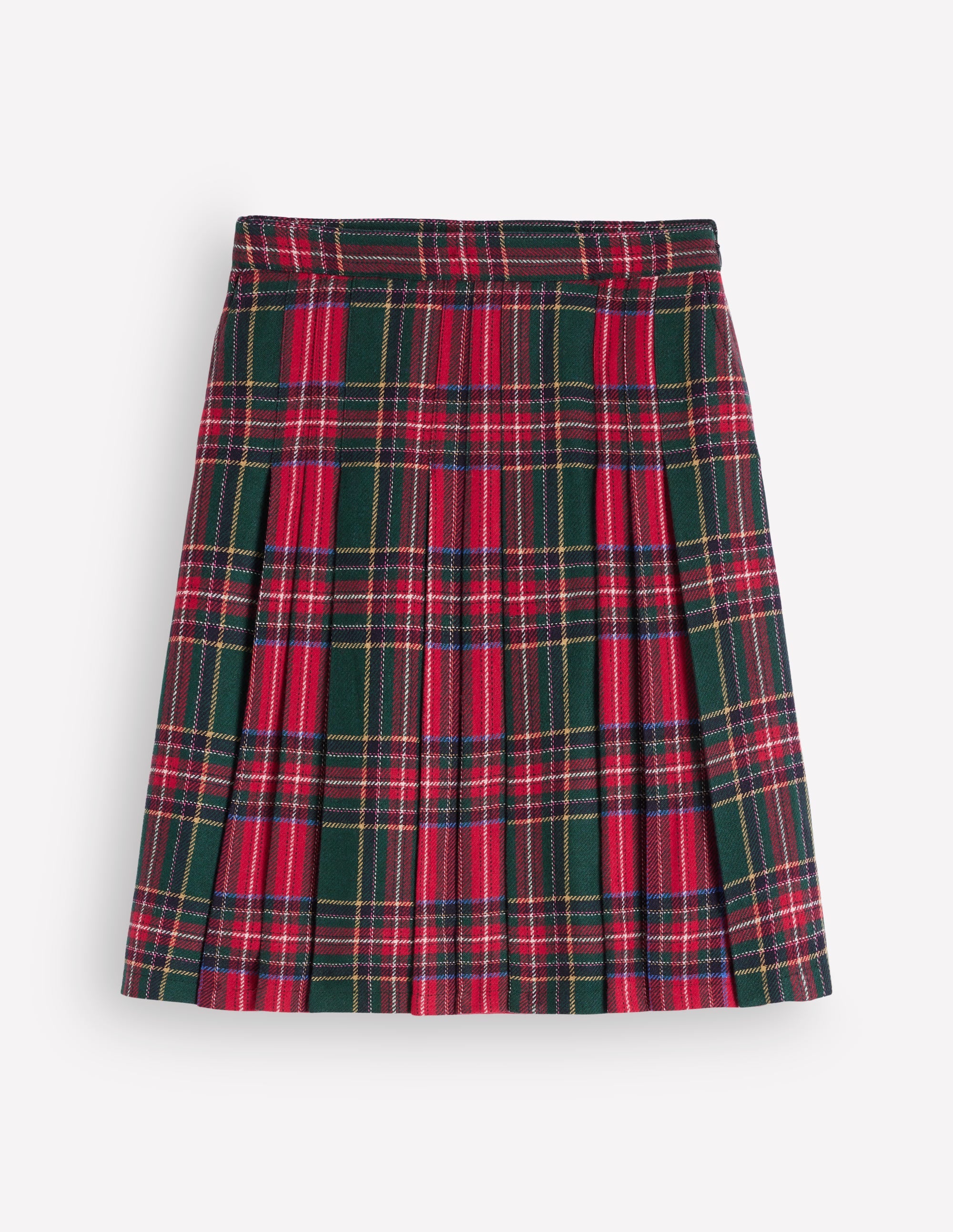 Multi Panel Wool Blend Skirt-RED/GREEN CHECK HOTCH - Image 6