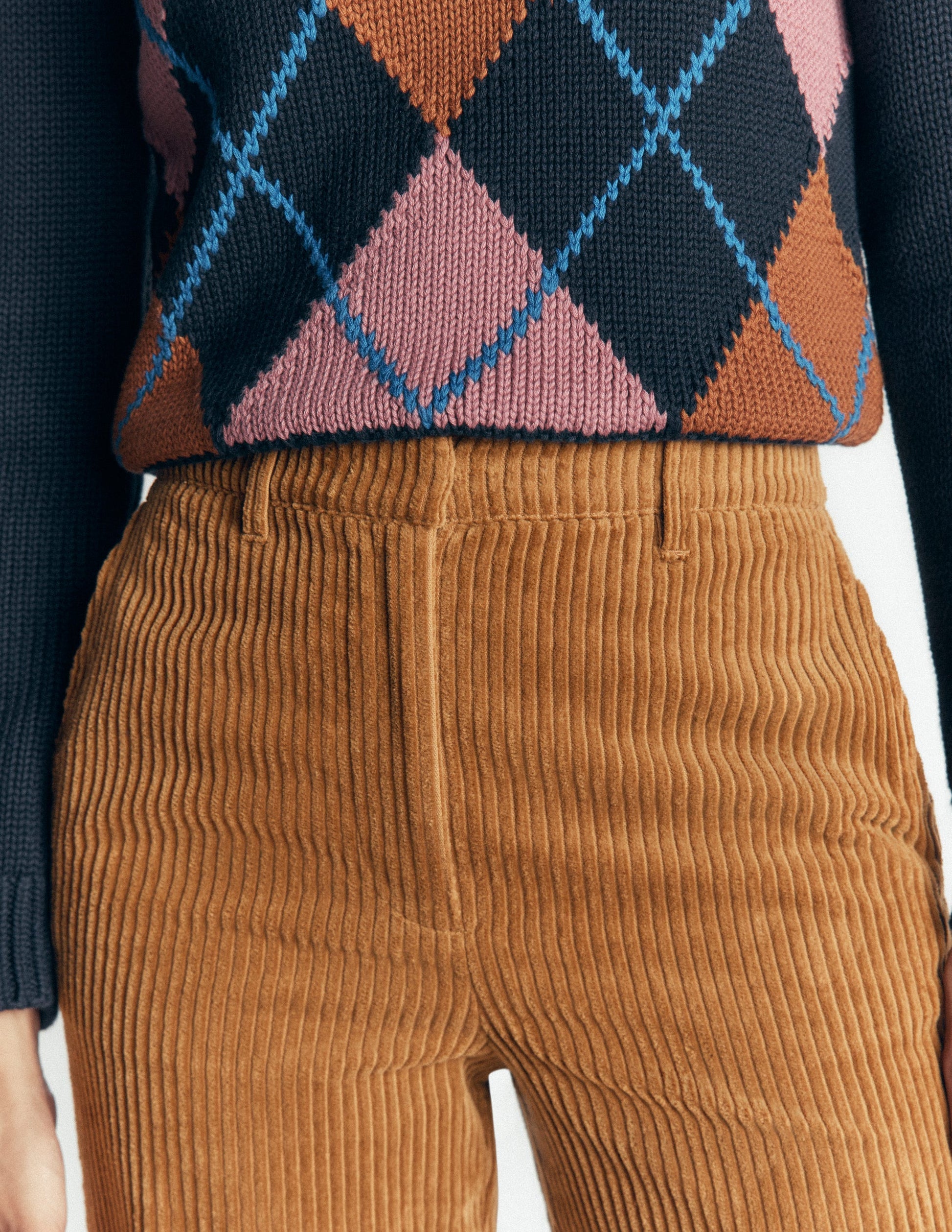 Fitzrovia Cord Column Trousers-Gingerbread-2