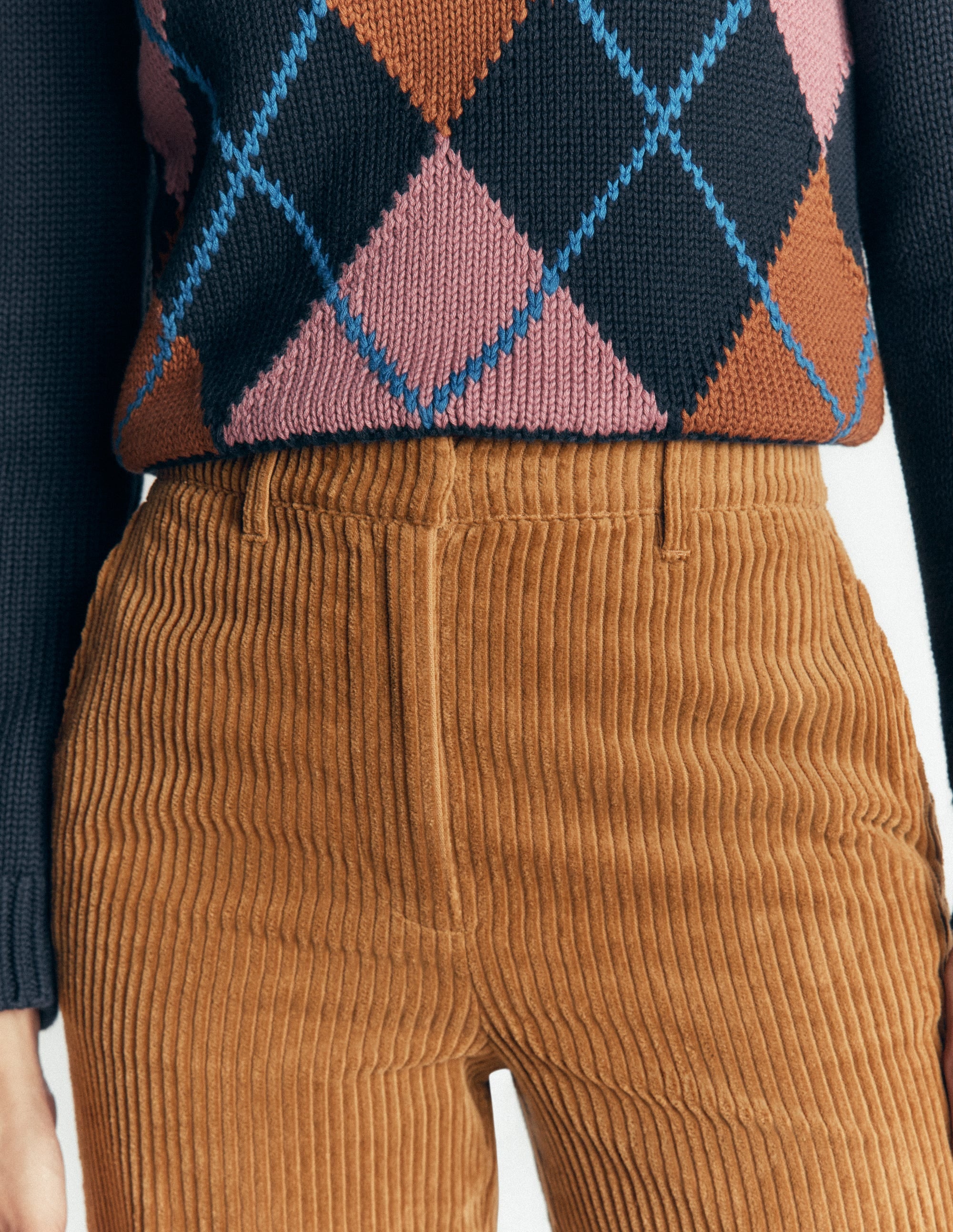 Fitzrovia Cord Column Trousers-Gingerbread - Image 2