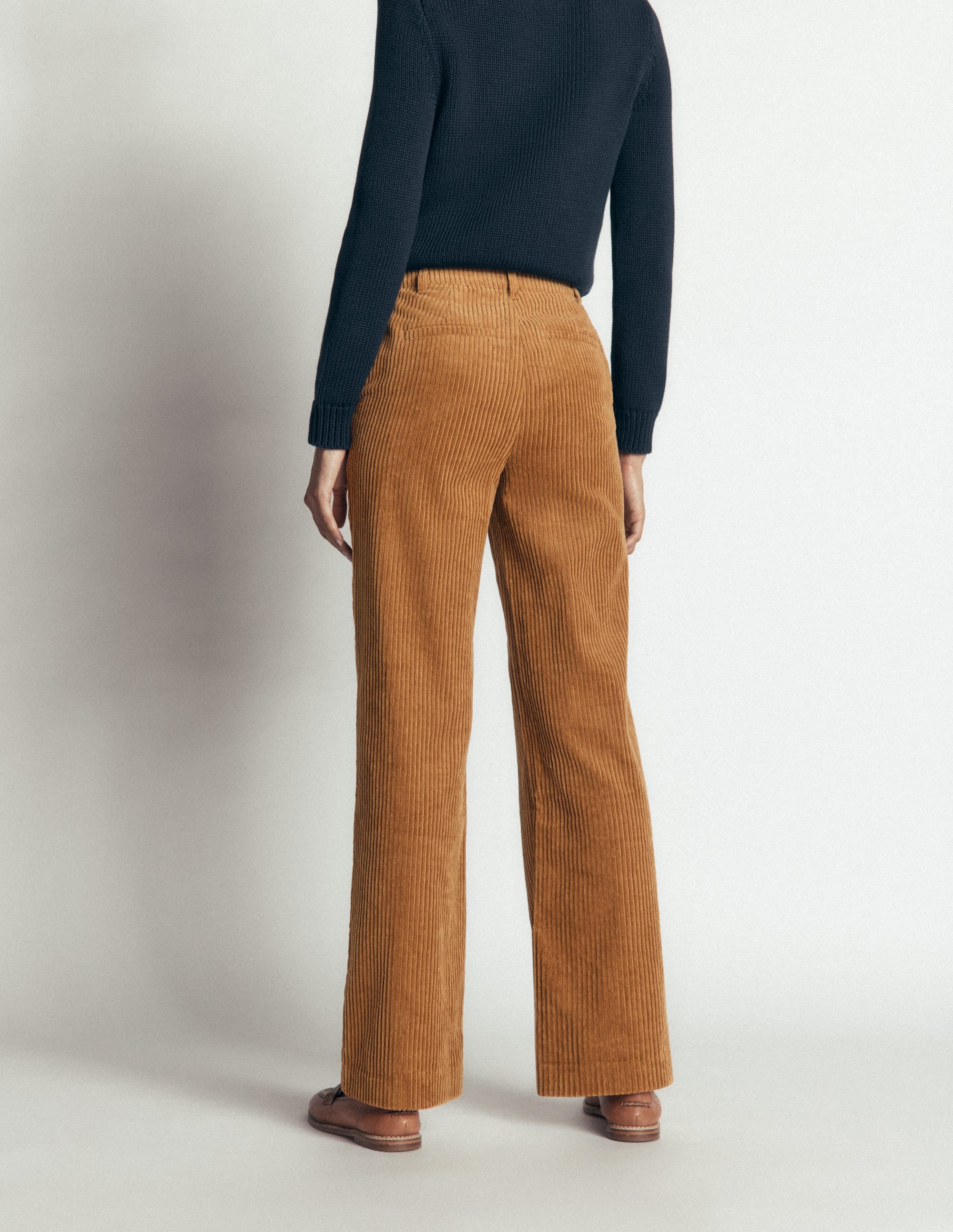 Fitzrovia Cord Column Trousers-Gingerbread - Image 3
