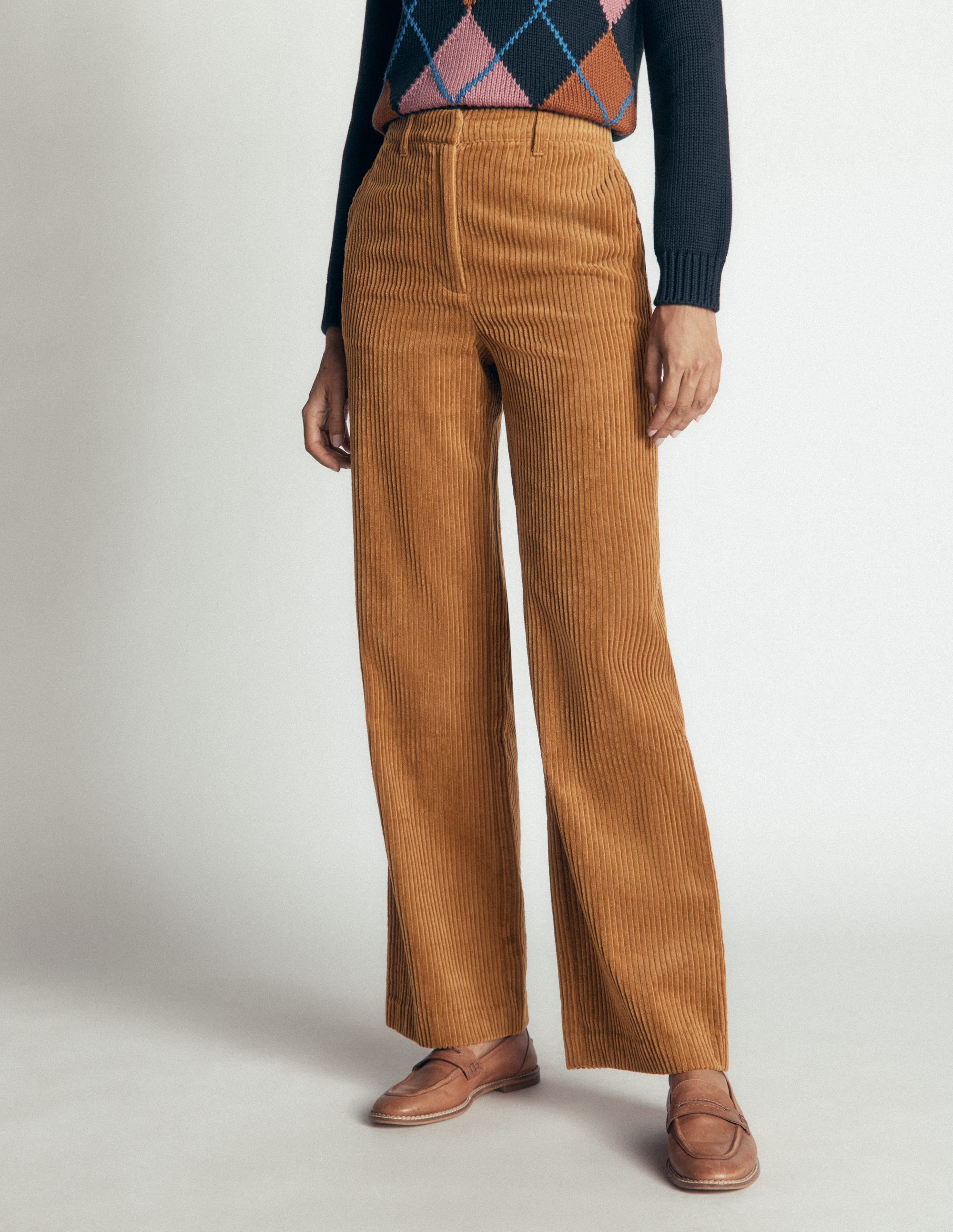 Fitzrovia Cord Column Trousers-Gingerbread - Image 4