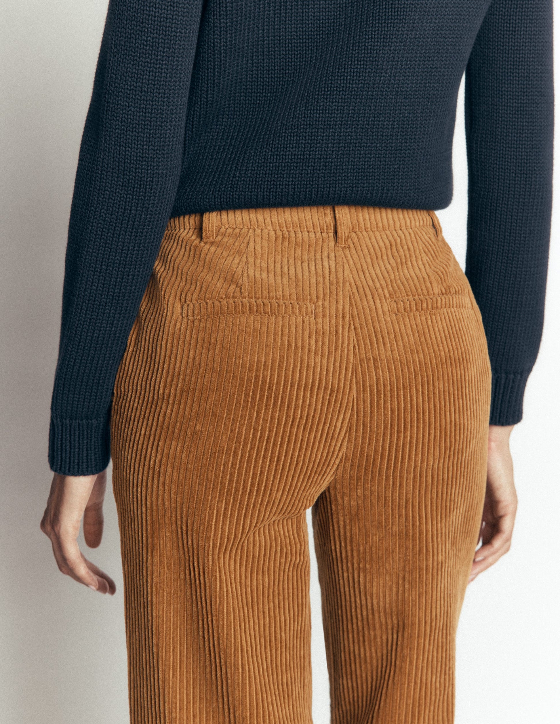 Fitzrovia Cord Column Trousers-Gingerbread-5