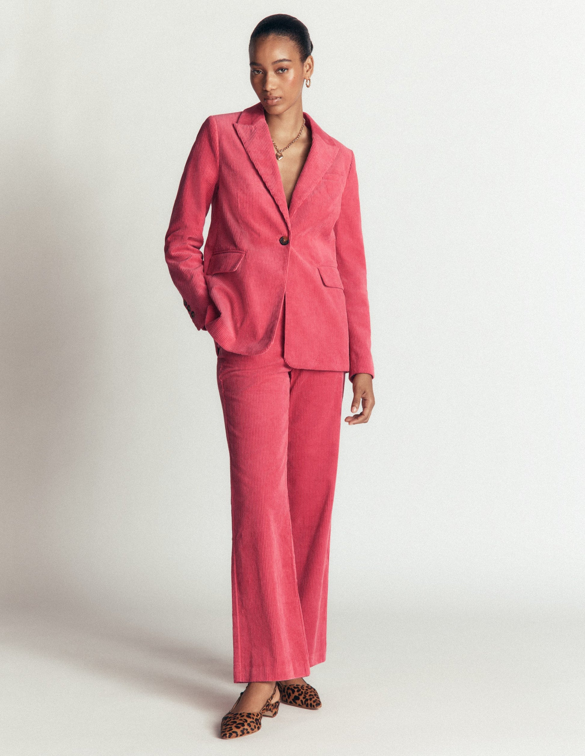 Fitzrovia Cord Column Trousers-Cherry Blush-1